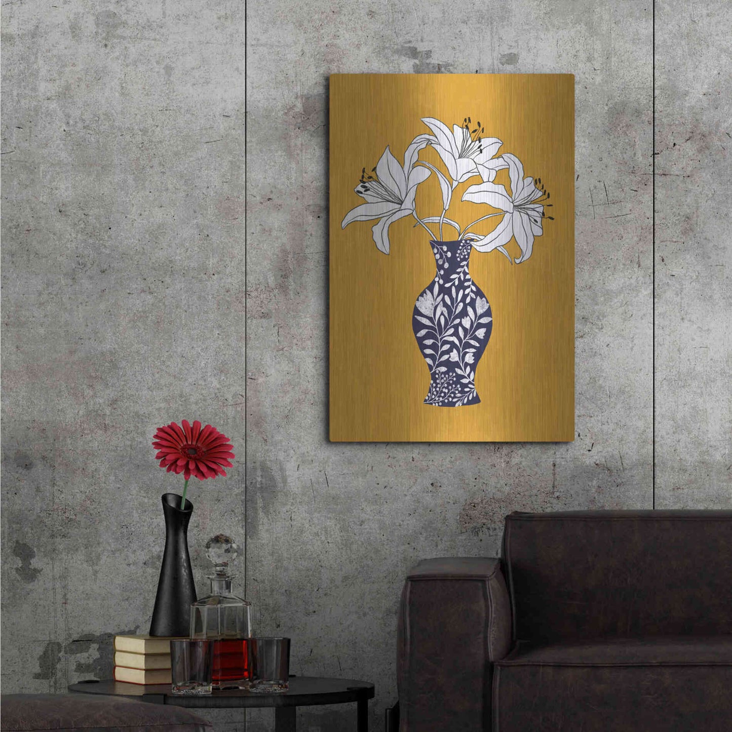 Luxe Metal Art 'Lily On Yellow' by Ioana Horvat, Metal Wall Art,24x36