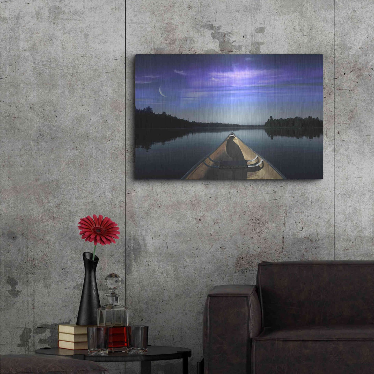 Luxe Metal Art 'Canoeing Under The Northern Lights' by Luxe Portfolio, Metal Wall Art,36x24