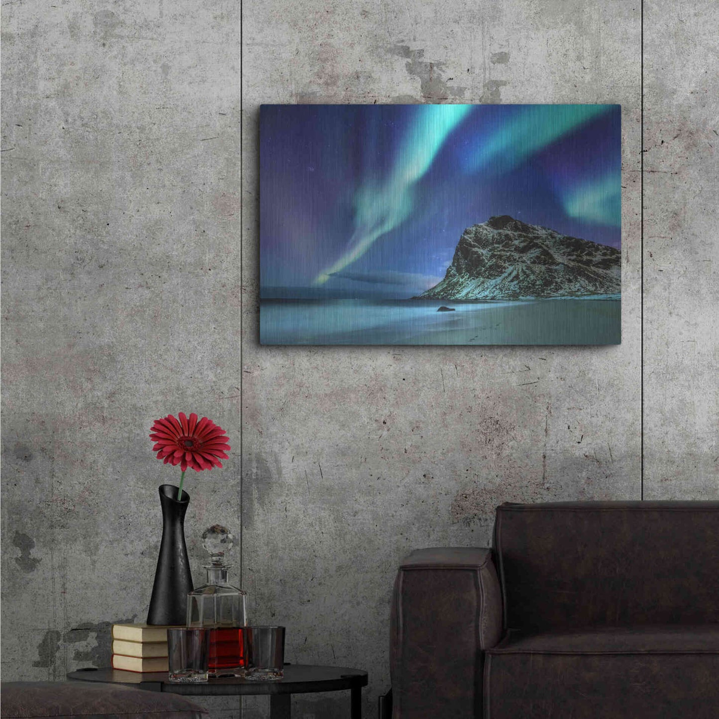 Luxe Metal Art 'Northern Lights In The Lofoten Islands Norway 2' by Luxe Portfolio, Metal Wall Art,36x24