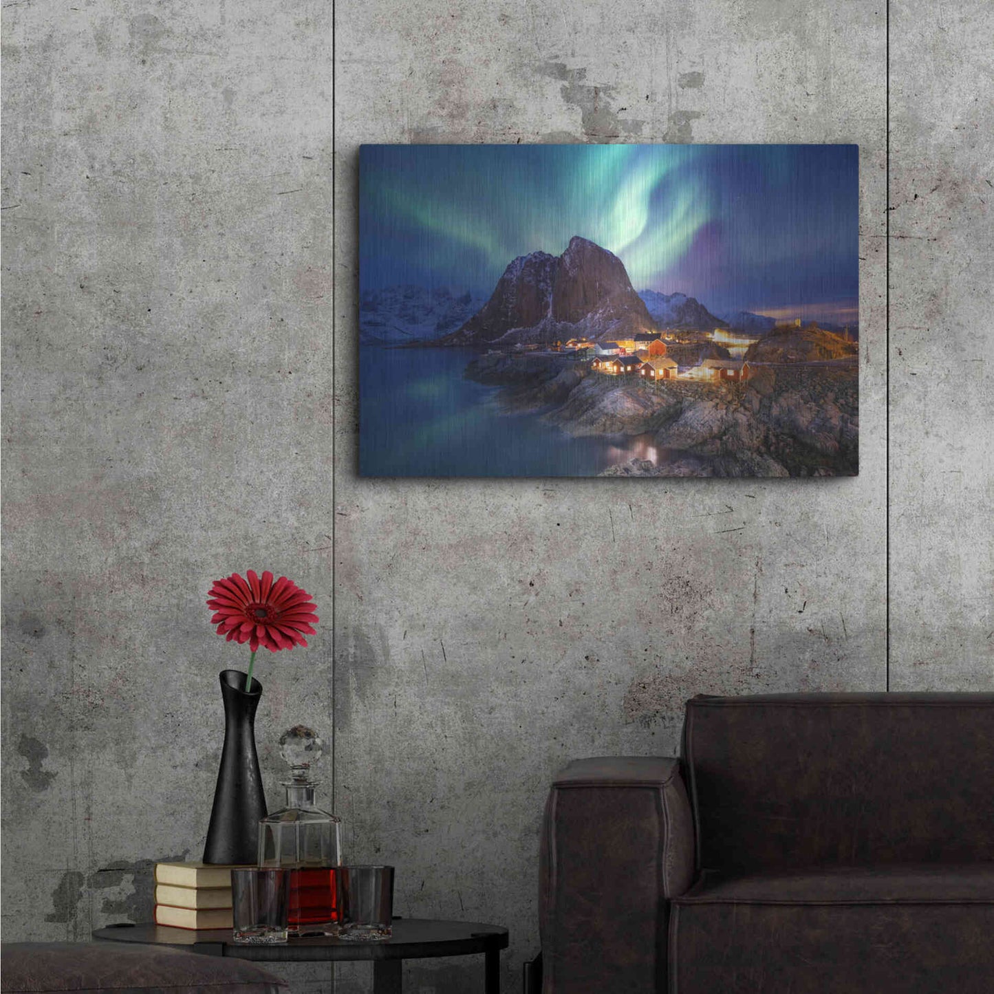 Luxe Metal Art 'Northern Lights In The Lofoten Islands Norway 9' by Luxe Portfolio, Metal Wall Art,36x24