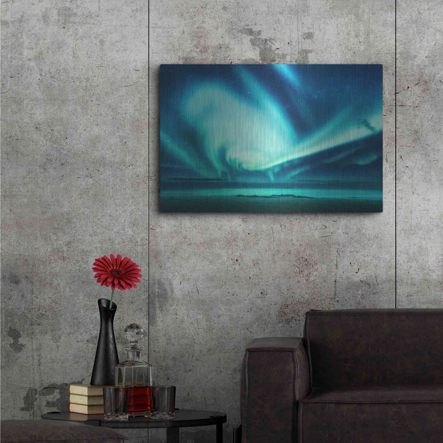 Luxe Metal Art 'Polar Lights Above The Sea Green Northern Lights' by Luxe Portfolio, Metal Wall Art,36x24