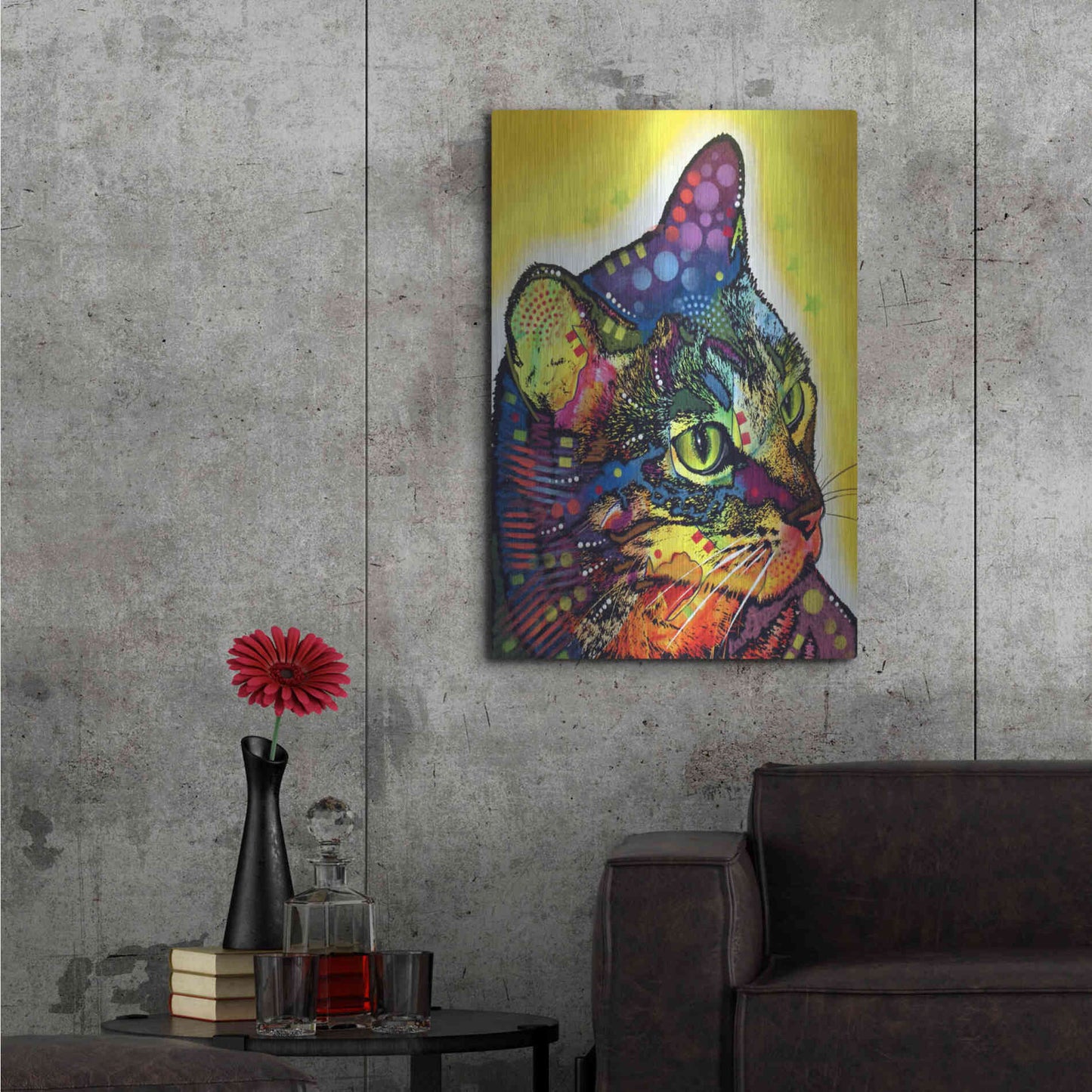 Luxe Metal Art 'Confident Cat' by Dean Russo, Metal Wall Art,24x36