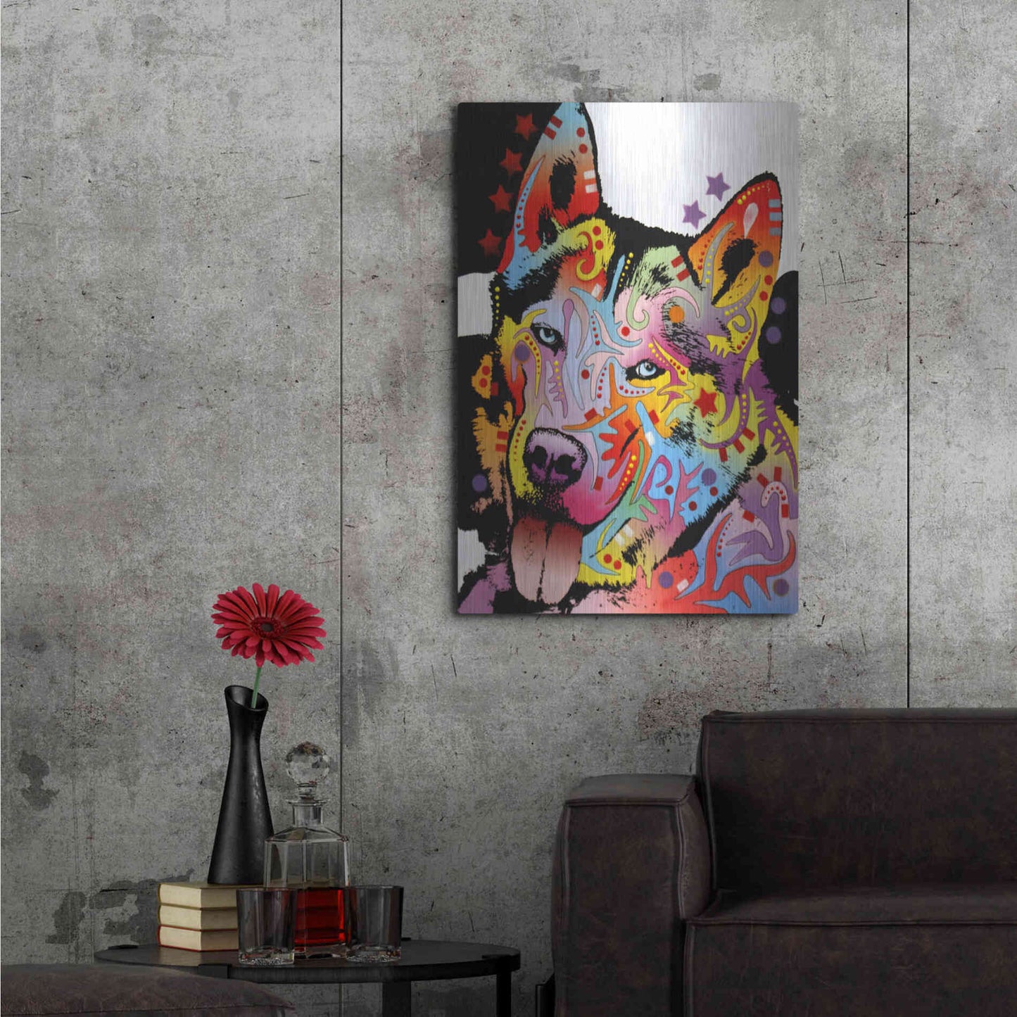 Luxe Metal Art 'Siberian Husky 1' by Dean Russo, Metal Wall Art,24x36