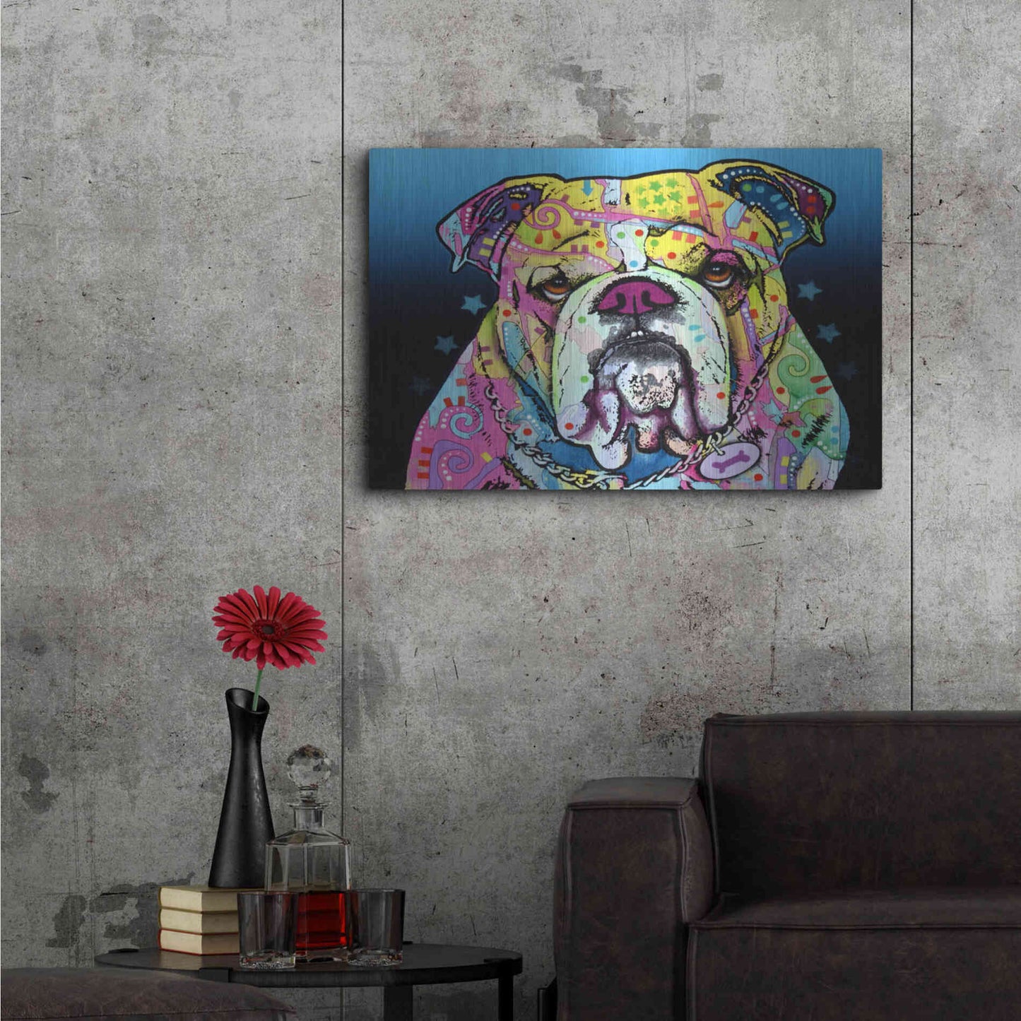 Luxe Metal Art 'The Bulldog' by Dean Russo, Metal Wall Art,36x24