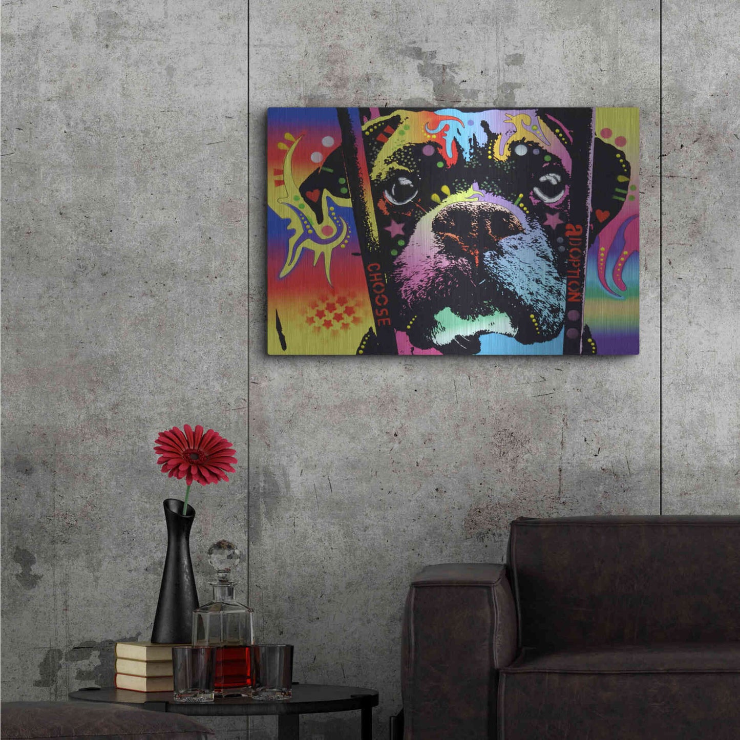 Luxe Metal Art 'Choose Adoption Boxer' by Dean Russo, Metal Wall Art,36x24