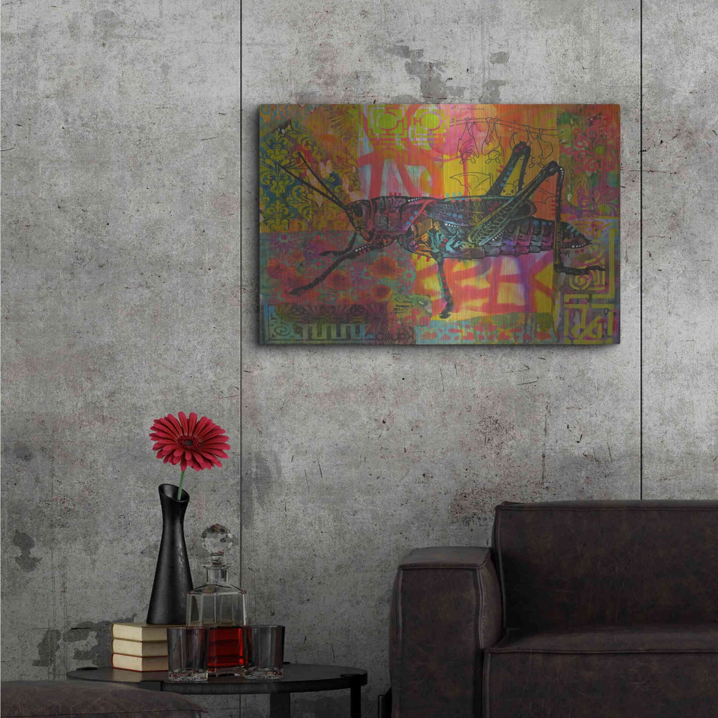 Luxe Metal Art 'Grasshopper' by Dean Russo, Metal Wall Art,36x24