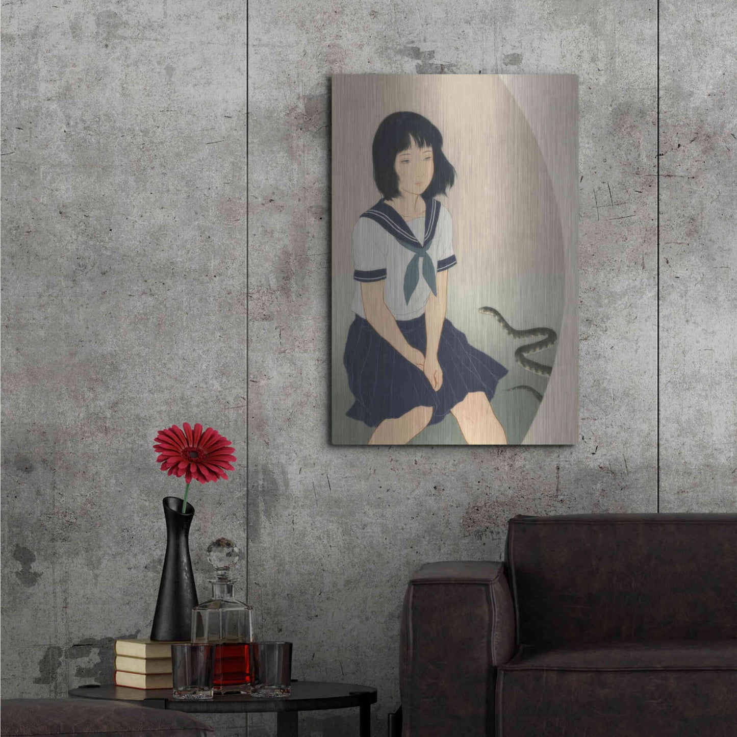 Luxe Metal Art 'Snake And Woman' by Sai Tamiya, Metal Wall Art,24x36