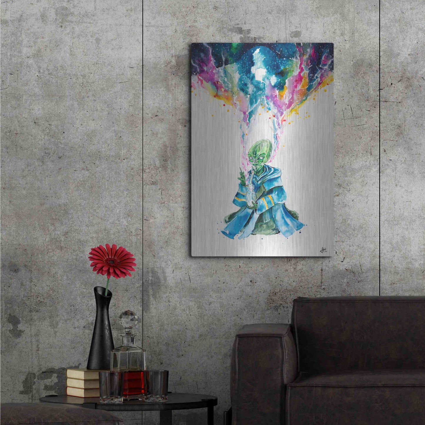 Luxe Metal Art 'Alien Dabbing' by Marc Allante, Metal Wall Art,24x36