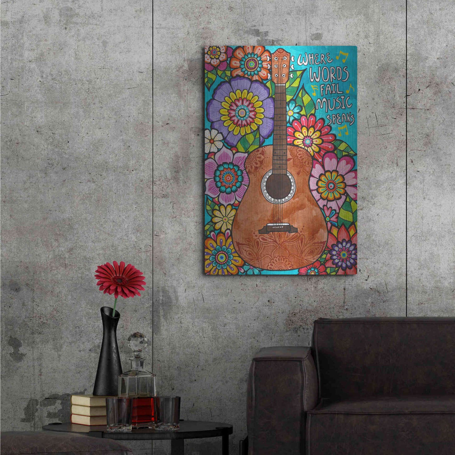 Luxe Metal Art 'Music Speaks' by Hello Angel, Metal Wall Art,24x36