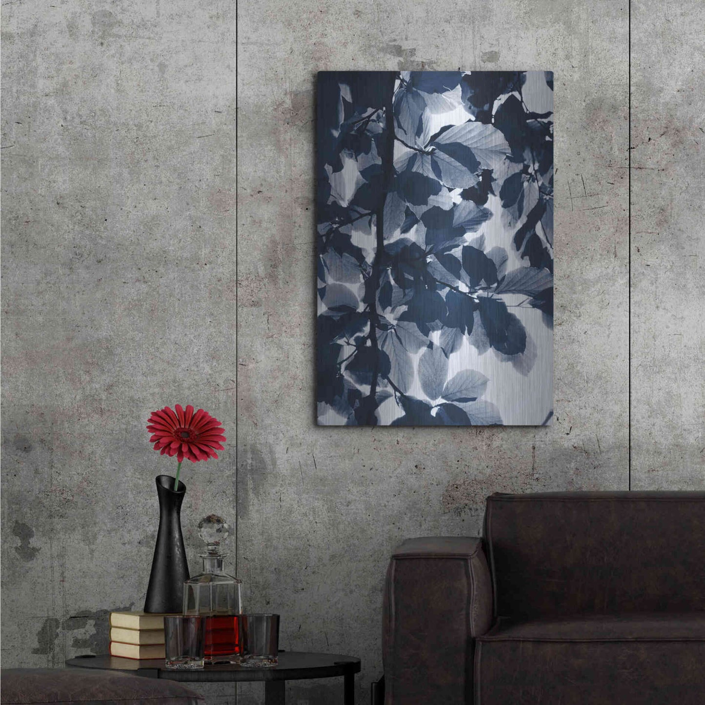Luxe Metal Art 'Indigo Leaves' by Lexie Greer,24x36