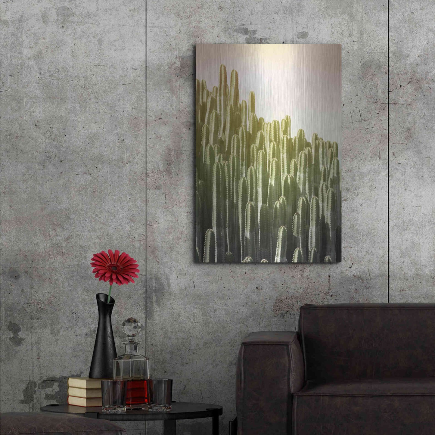 Luxe Metal Art 'Pink Sky Cactus' by Lexie Greer,24x36