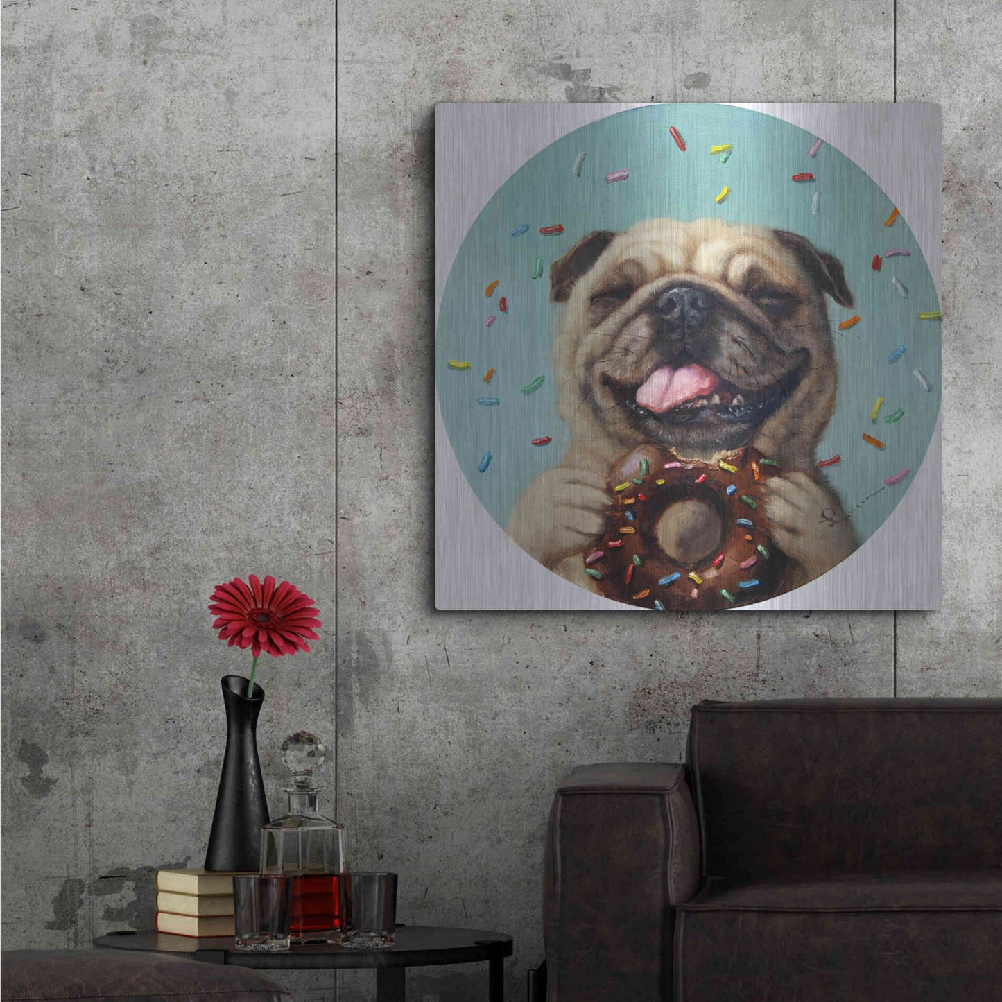Luxe Metal Art 'Pugalicious No. 2' by Lucia Heffernan,36x36