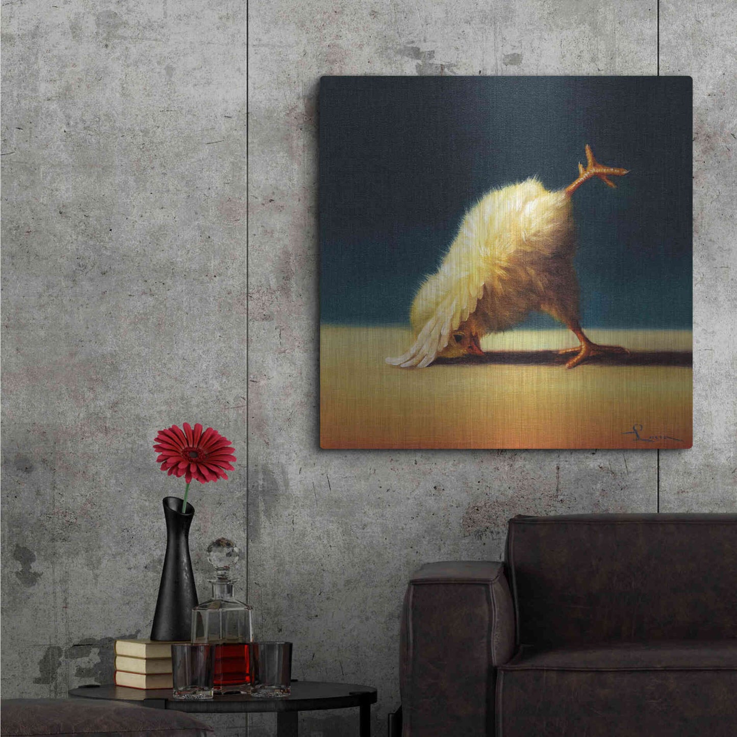 Luxe Metal Art 'Yoga Chick Downward Dog Split' by Lucia Heffernan,36x36