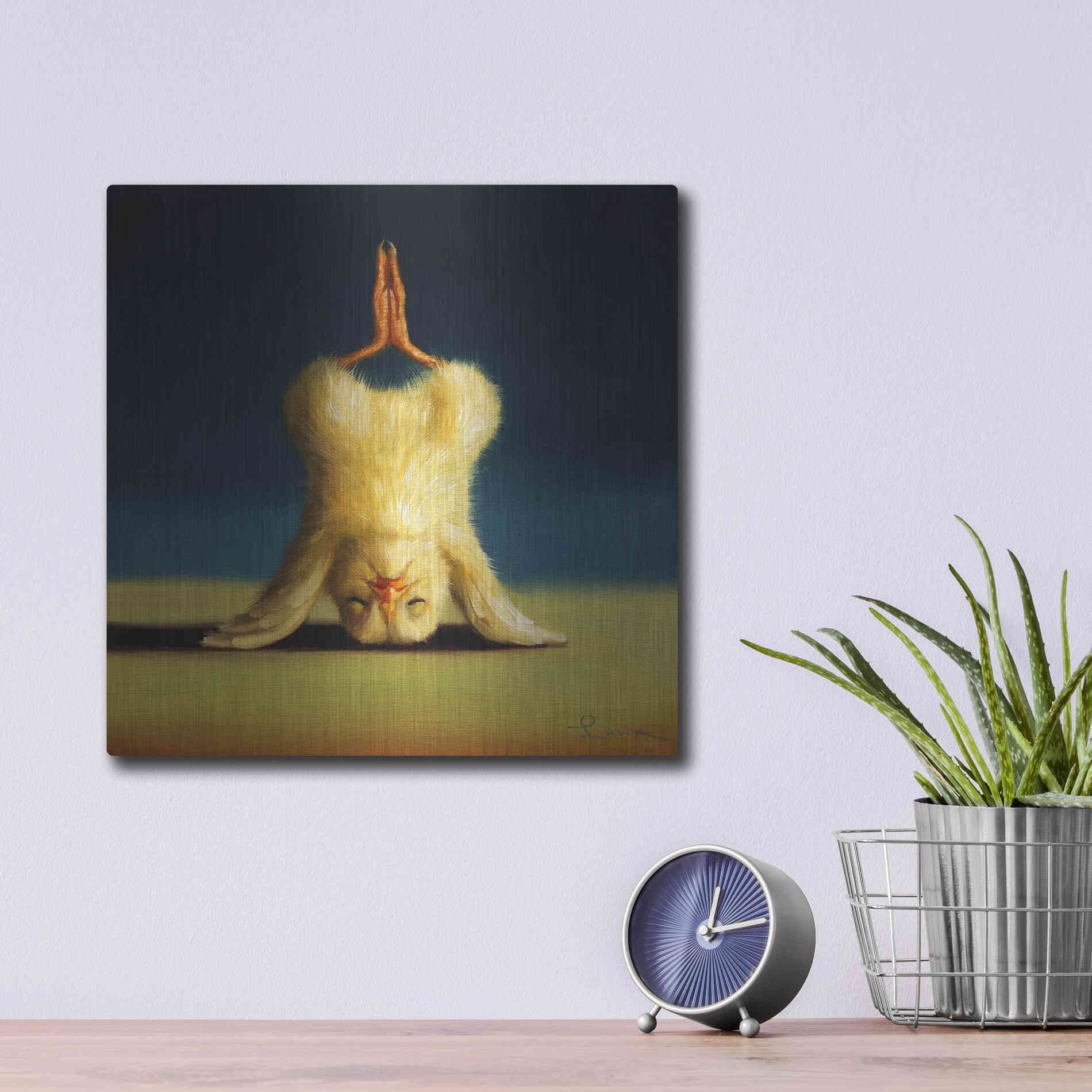 Luxe Metal Art 'Yoga Chick Lotus Headstand' by Lucia Heffernan,12x12