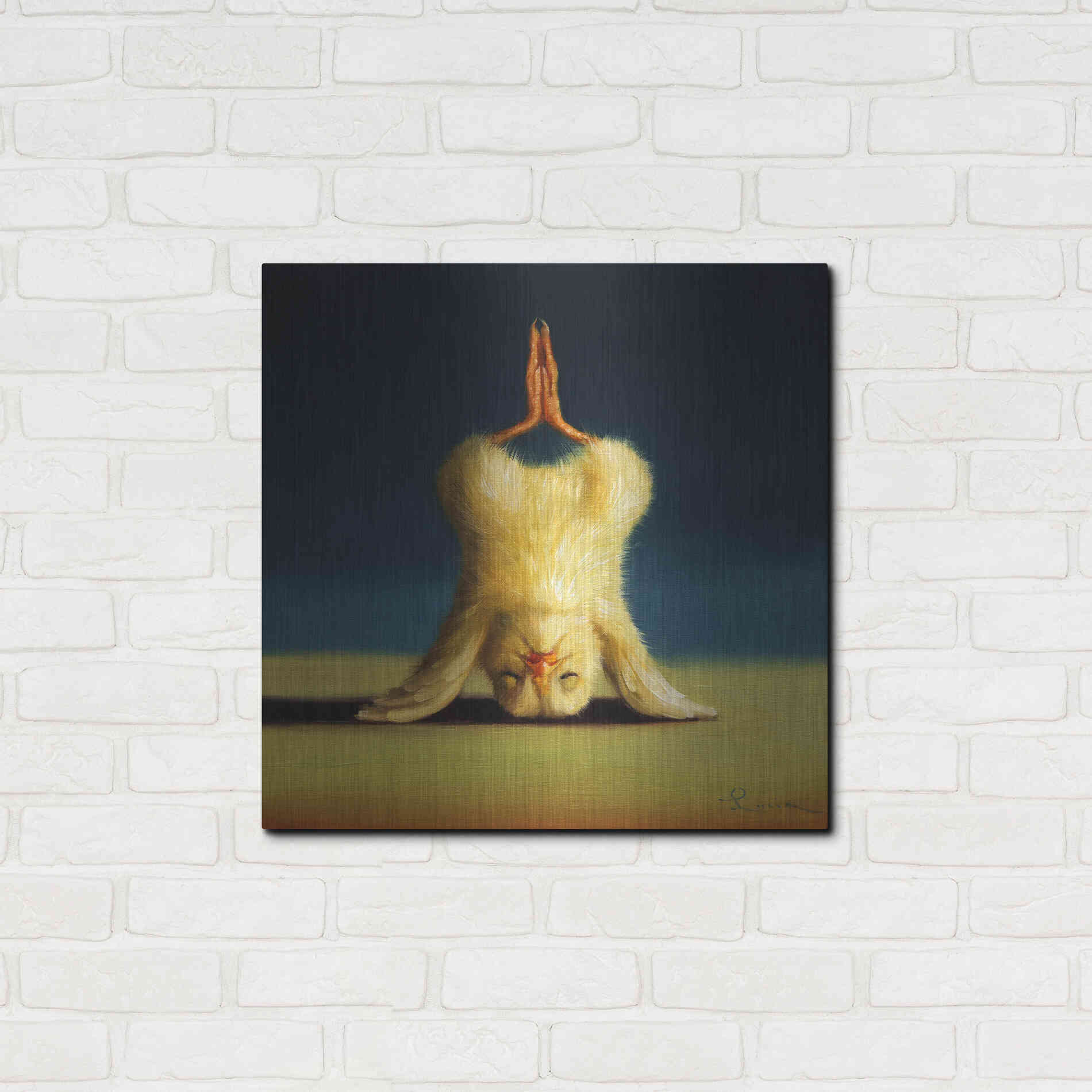 Luxe Metal Art 'Yoga Chick Lotus Headstand' by Lucia Heffernan,24x24