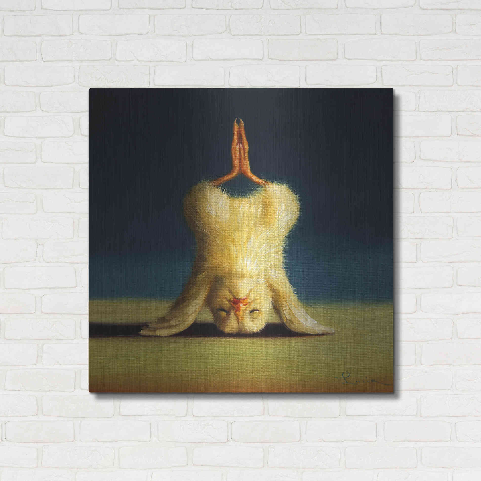 Luxe Metal Art 'Yoga Chick Lotus Headstand' by Lucia Heffernan,36x36
