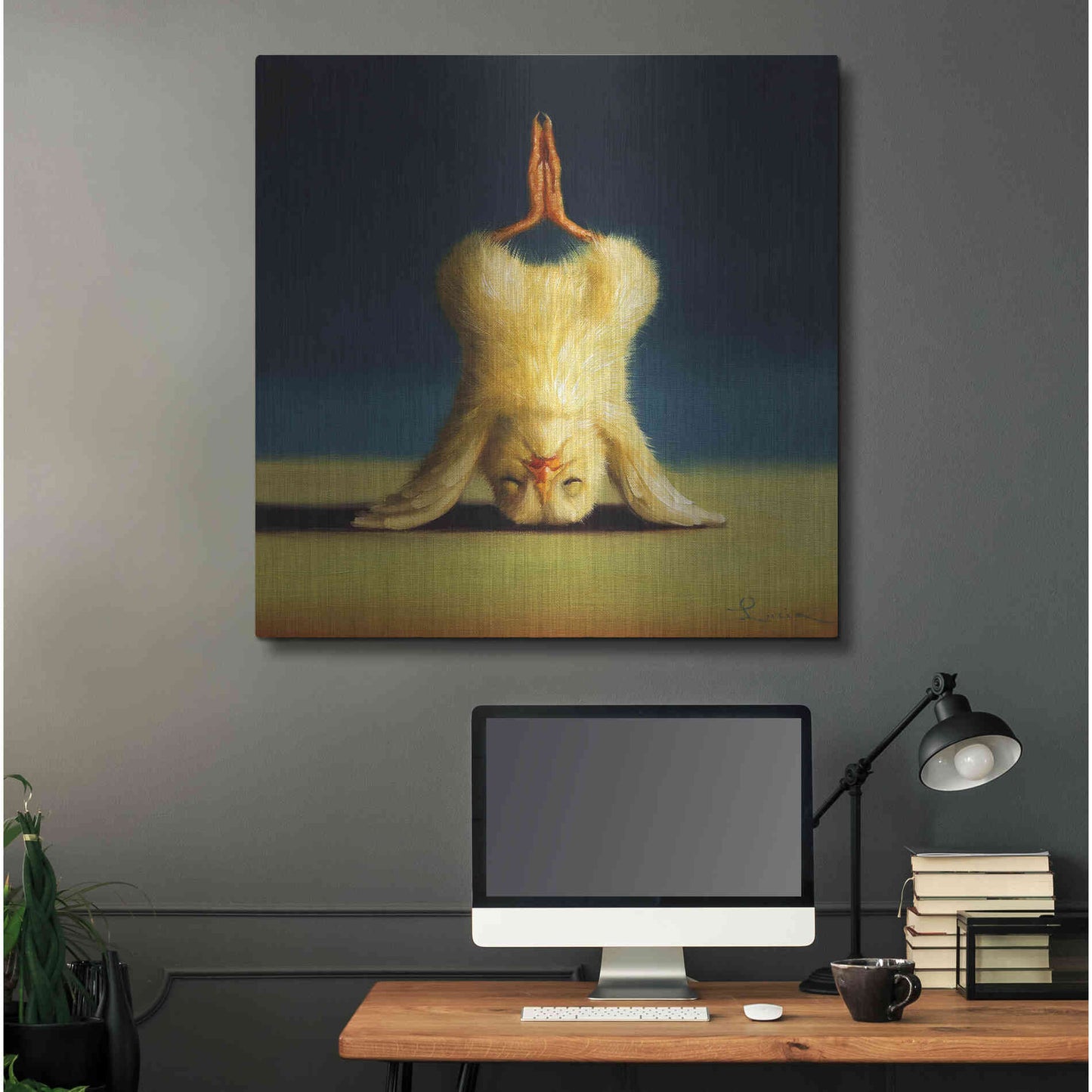 Luxe Metal Art 'Yoga Chick Lotus Headstand' by Lucia Heffernan,36x36