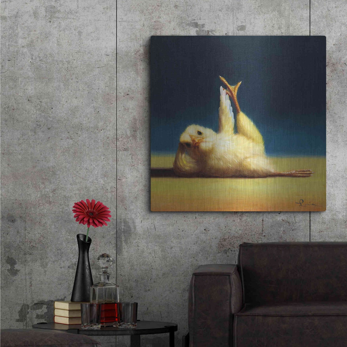 Luxe Metal Art 'Yoga Chick Side Leg Lift' by Lucia Heffernan,36x36