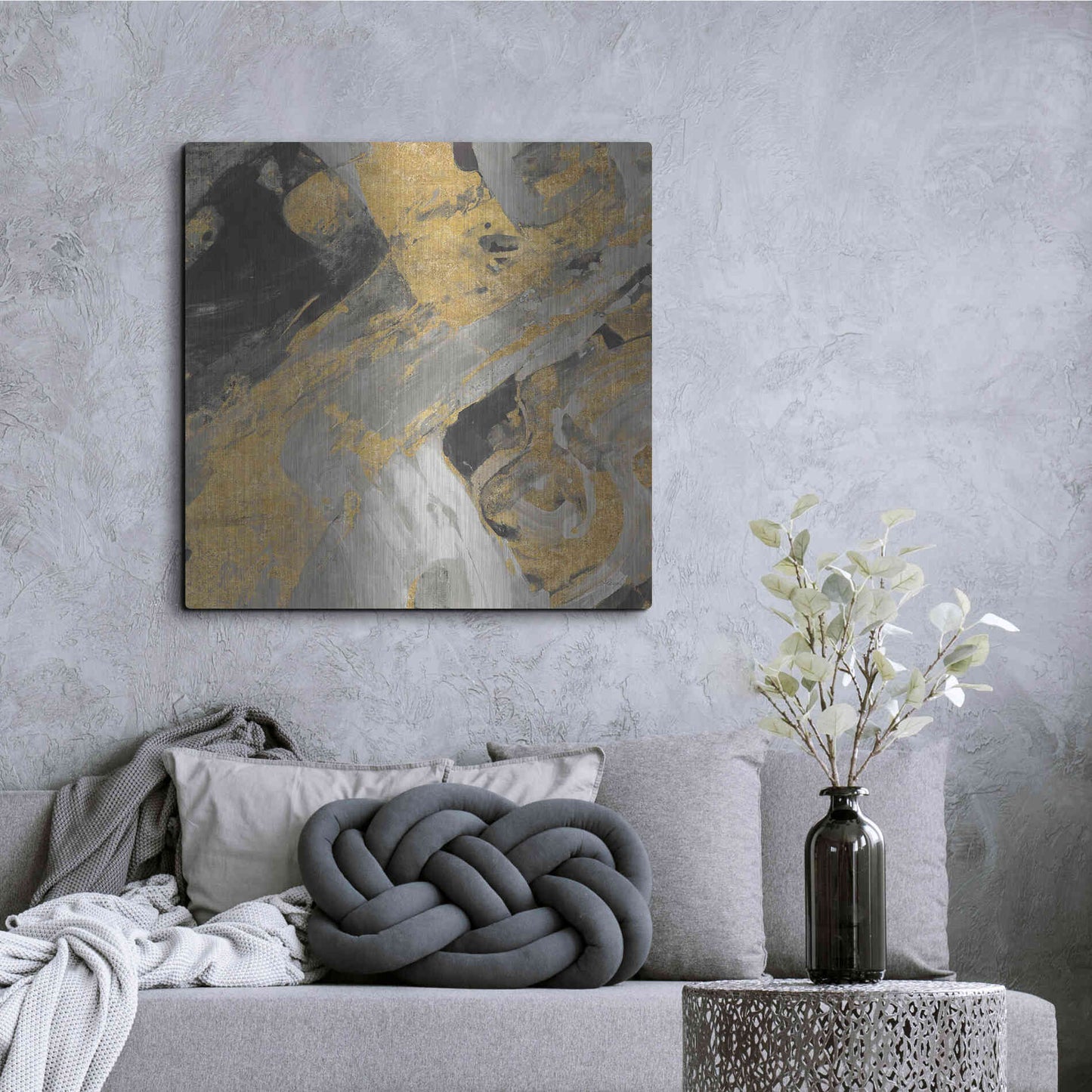 Luxe Metal Art 'Moab Gold and Black' by Albena Hristova, Metal Wall Art,36x36