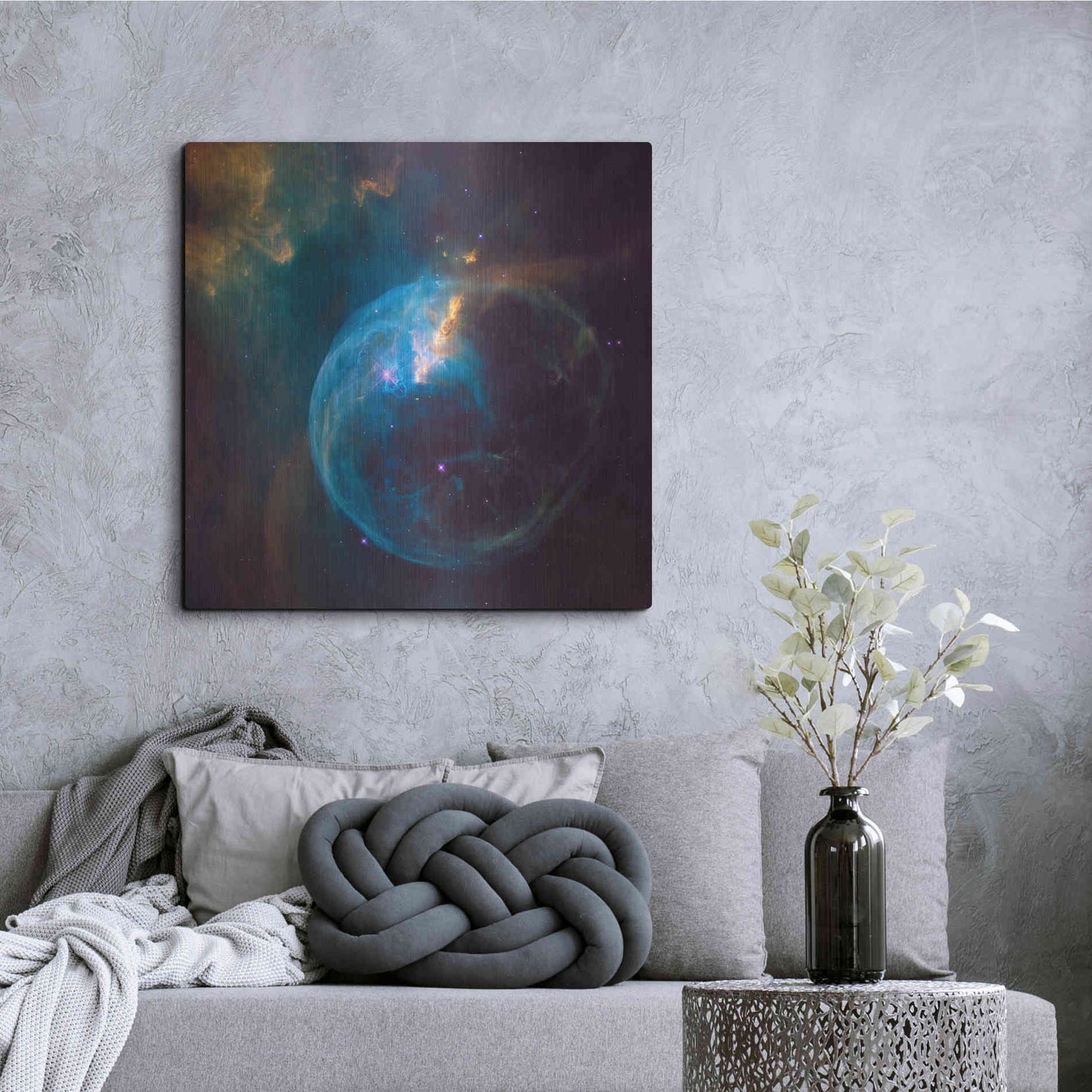 Luxe Metal Art 'Bubble Nebula' Hubble Space Telescope, Metal Wall Art,36x36
