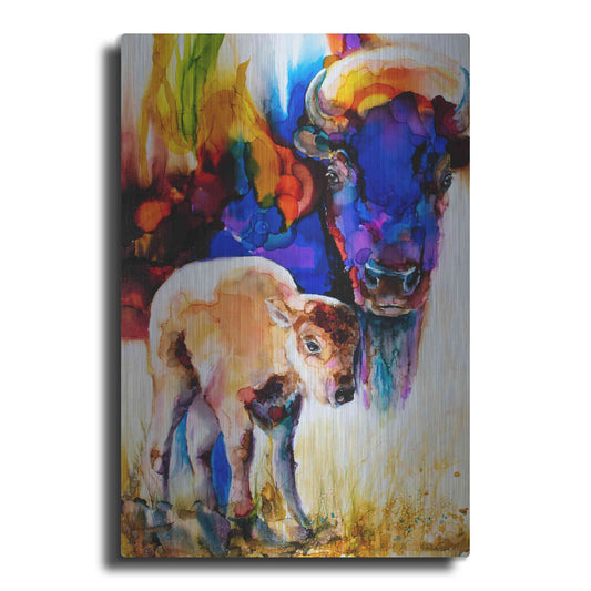 Luxe Metal Art 'Bison By Son_1' by Leslie Franklin, Metal Wall Art