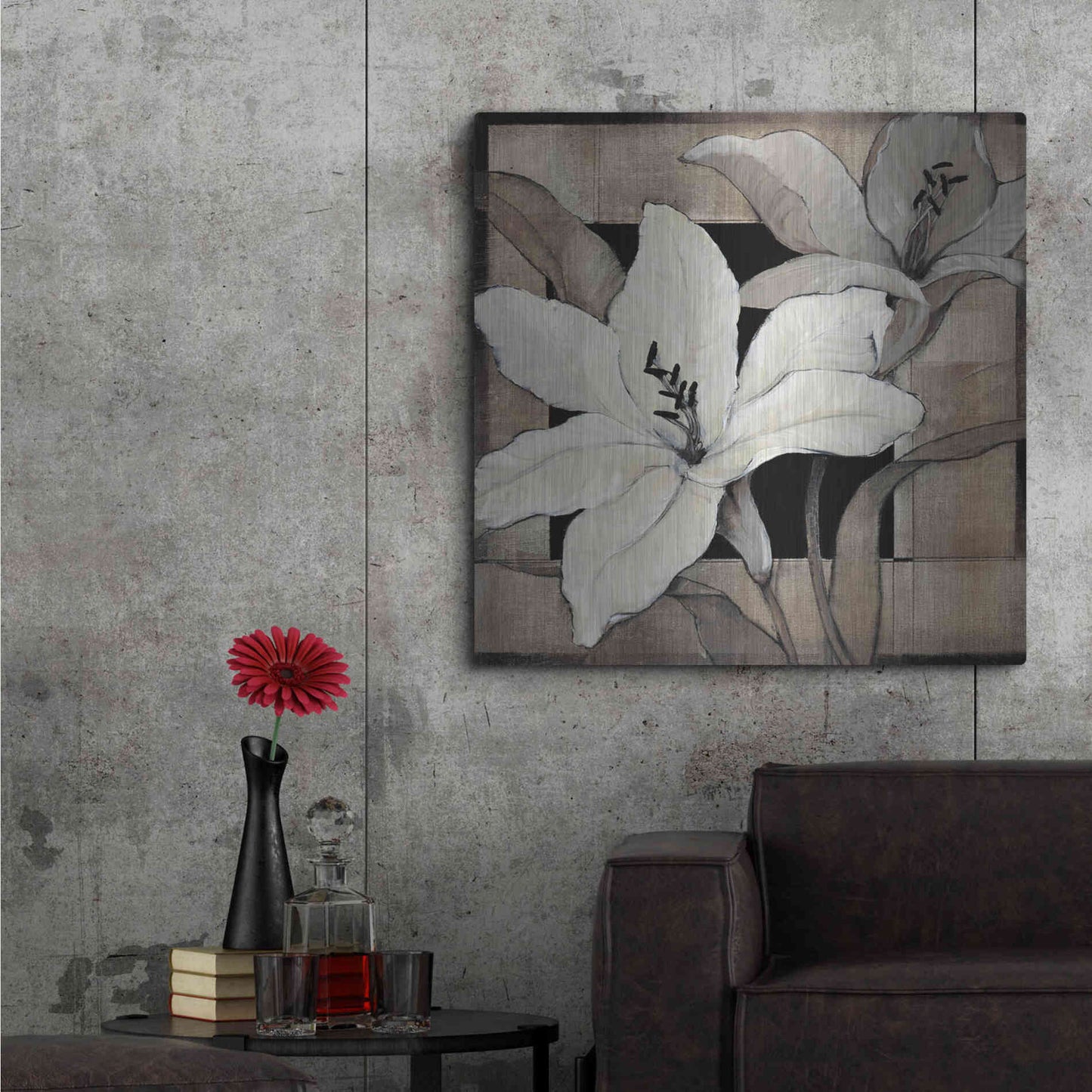 Luxe Metal Art 'Dramatic Lily Grid I' by Tim O'Toole, Metal Wall Art,36x36