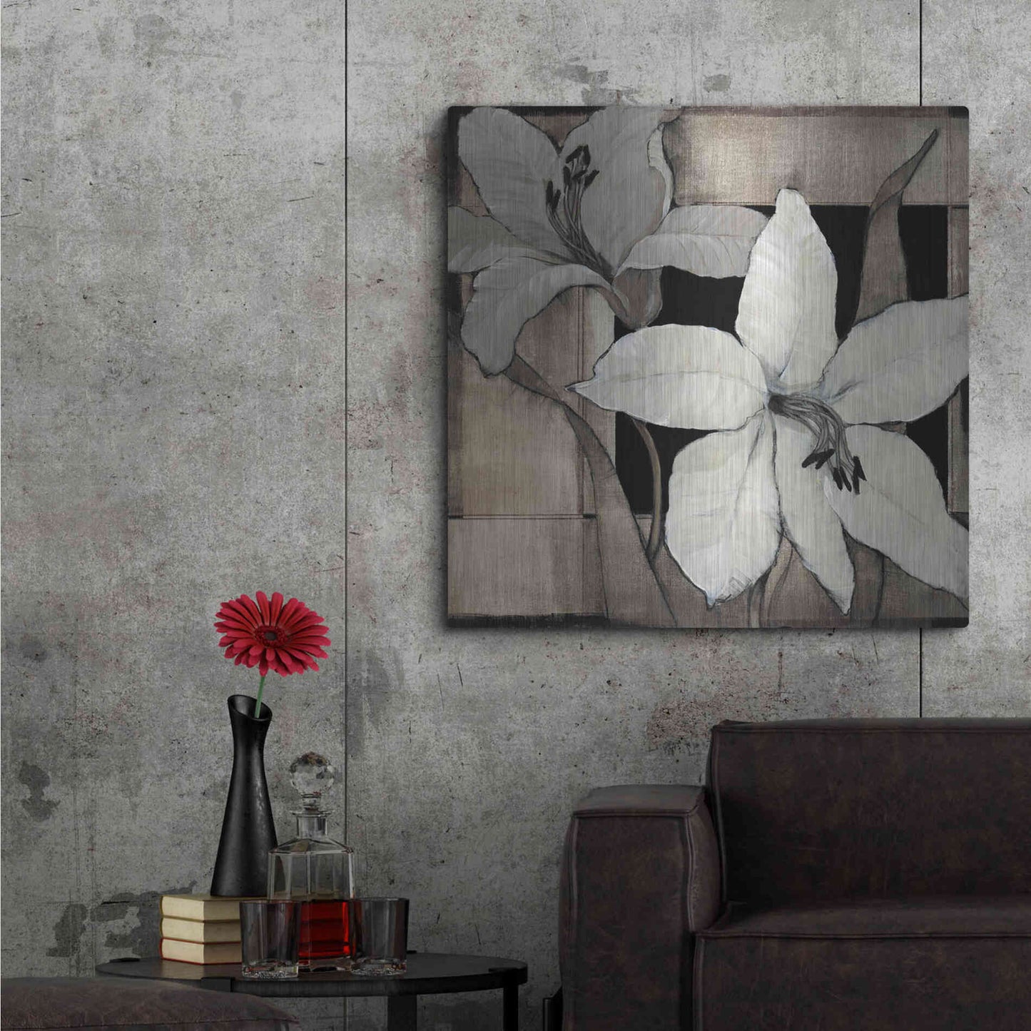 Luxe Metal Art 'Dramatic Lily Grid II' by Tim O'Toole, Metal Wall Art,36x36