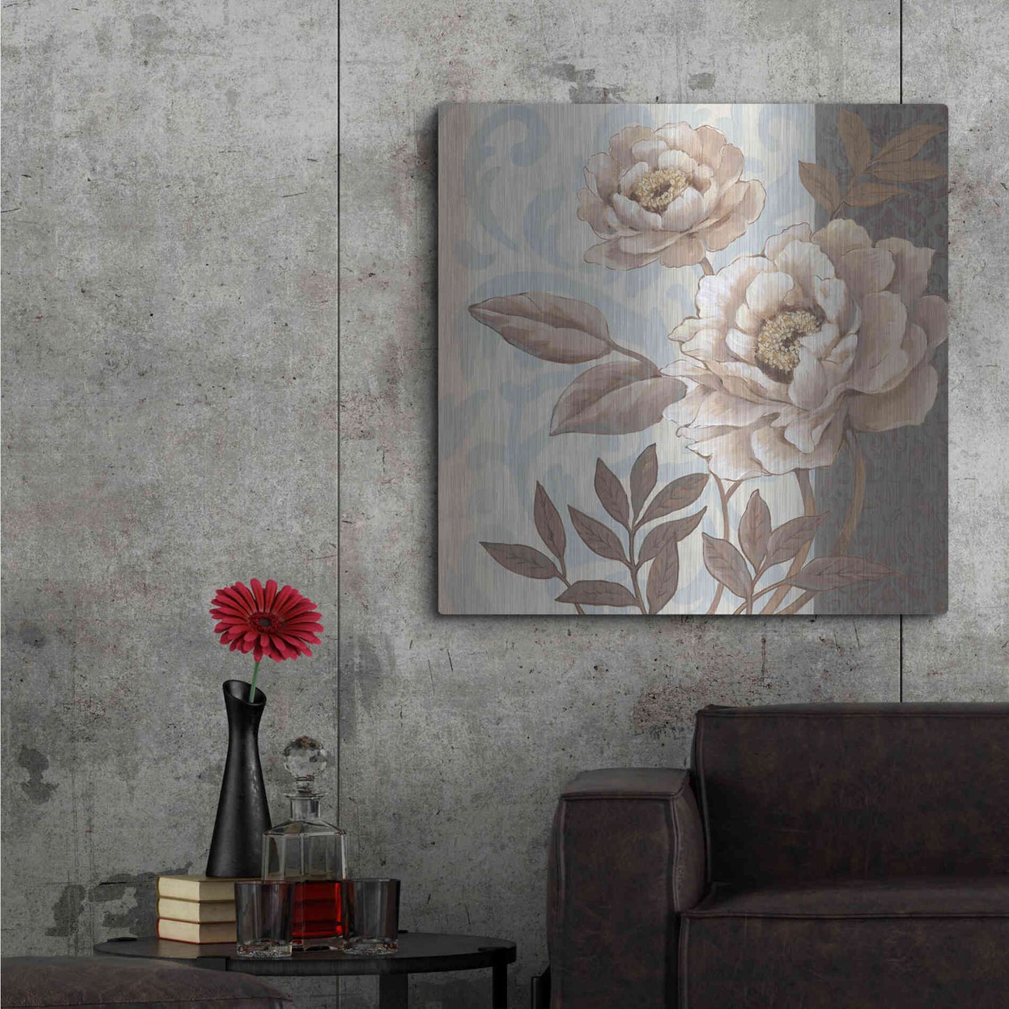 Luxe Metal Art 'Parisian Peony I' by Tim O'Toole, Metal Wall Art,36x36
