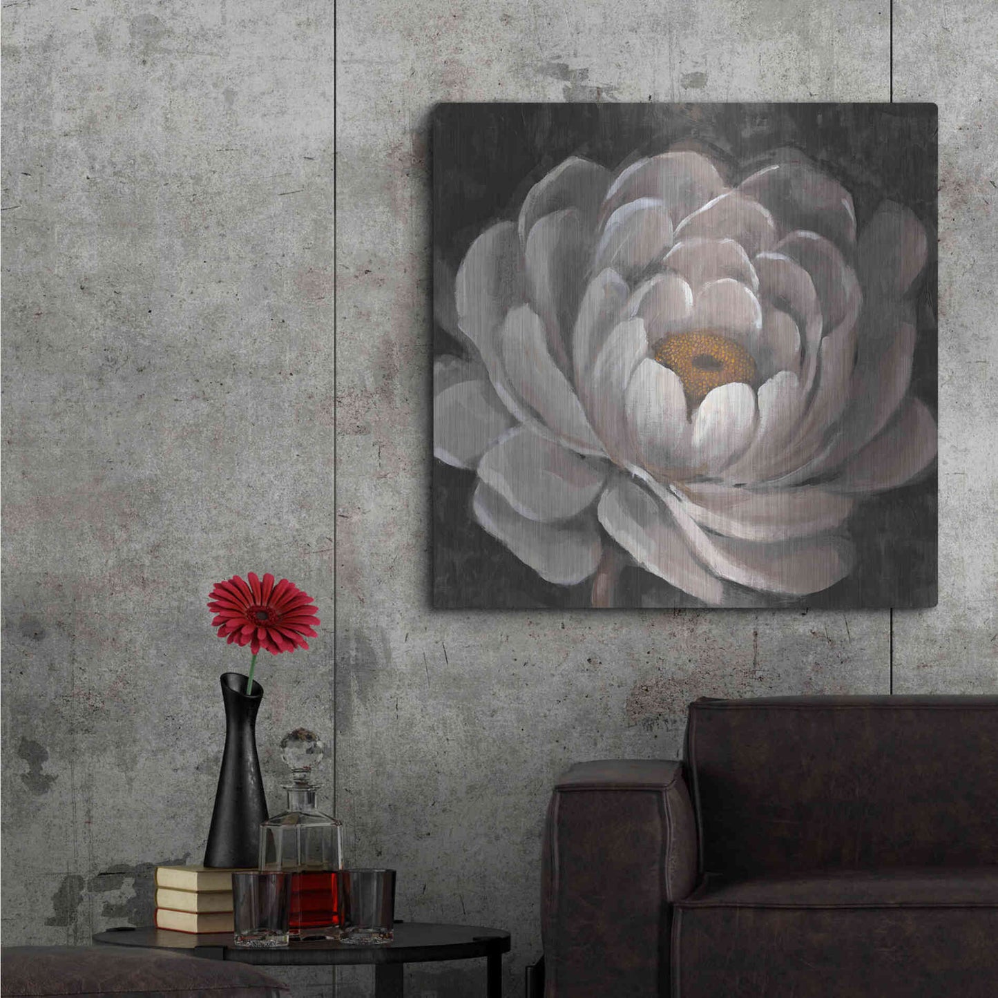 Luxe Metal Art 'Nuetral Fleur II' by Tim O'Toole, Metal Wall Art,36x36