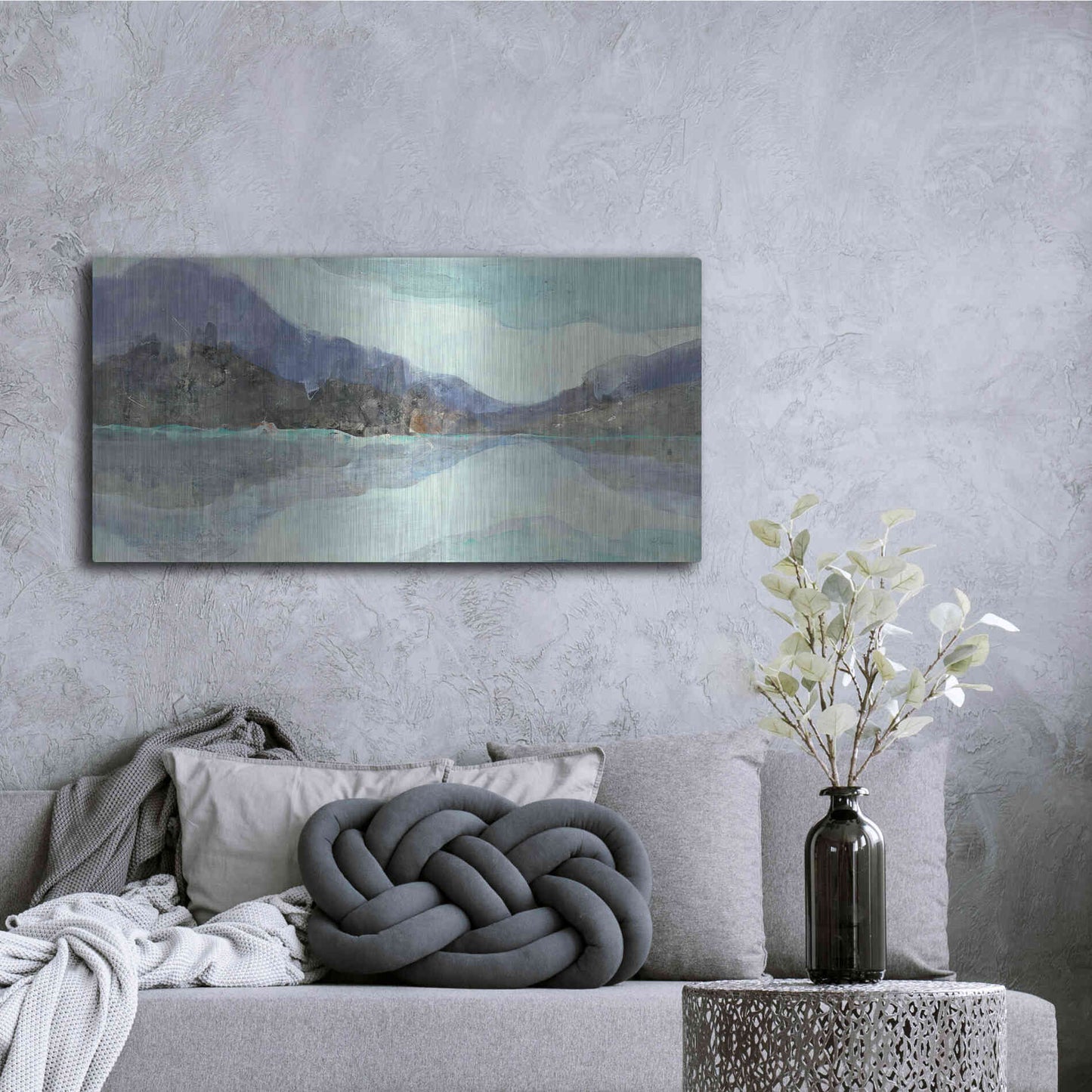 Luxe Metal Art 'Winter Landscape' by Albena Hristova, Metal Wall Art,48x24
