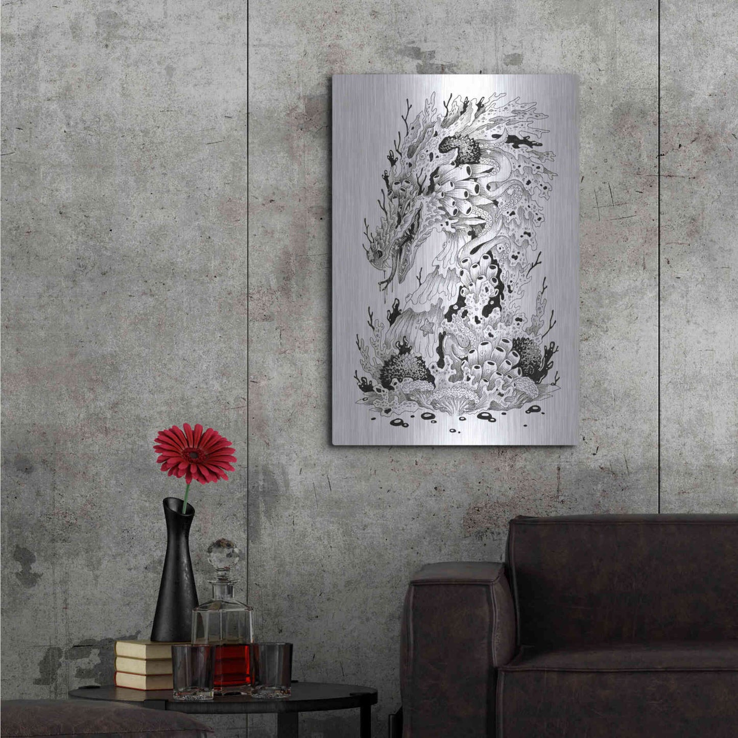 Luxe Metal Art 'Coral Dragon 'by Avery Multer, Metal Wall Art,24x36