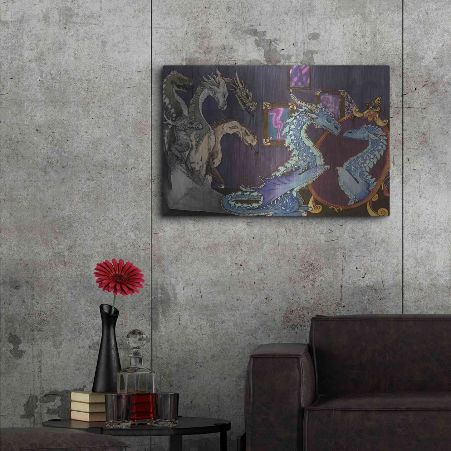 Luxe Metal Art 'Dragon in the Mirror' by Avery Multer, Metal Wall Art,36x24
