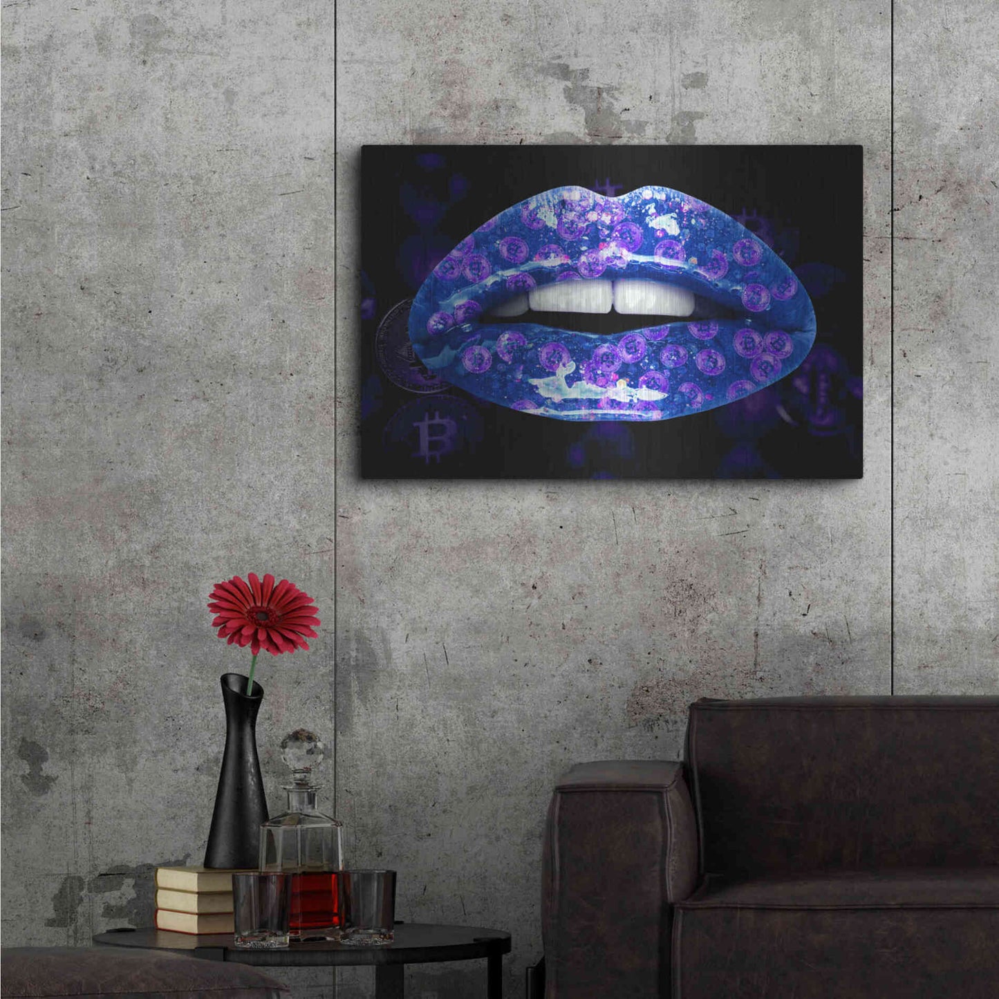 Luxe Metal Art 'Bitcoin Milkshake Sapphire' by Metal Wall Art,36x24