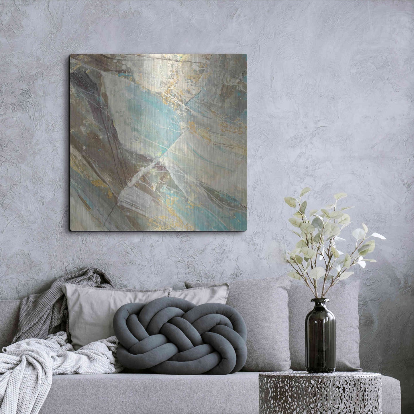 Luxe Metal Art 'Blue Water I' by Albena Hristova, Metal Wall Art,36x36