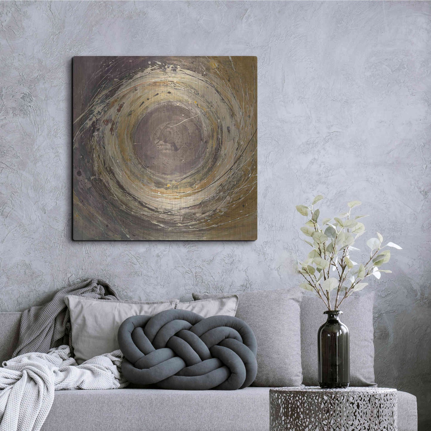 Luxe Metal Art 'Wooden Rings' by Albena Hristova, Metal Wall Art,36x36