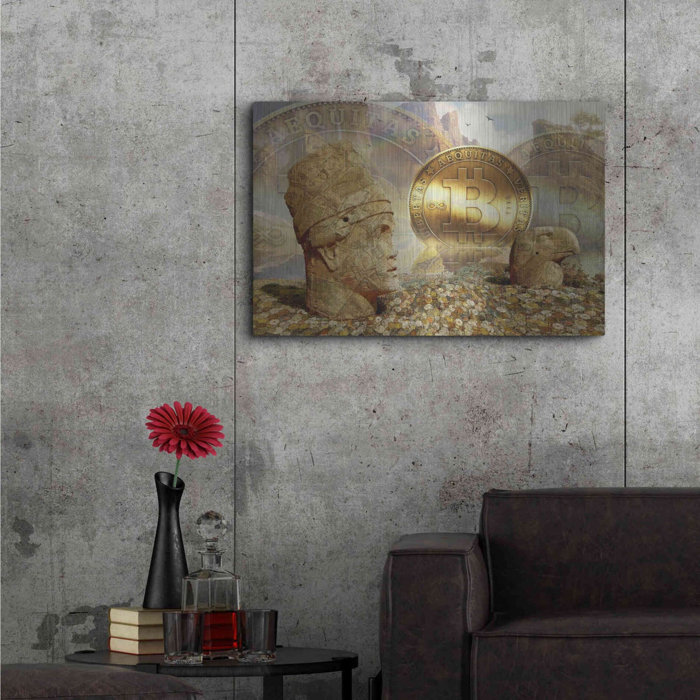 Luxe Metal Art 'Bitcoin New Age Eight' by Steve Hunziker, Metal Wall Art,36x24