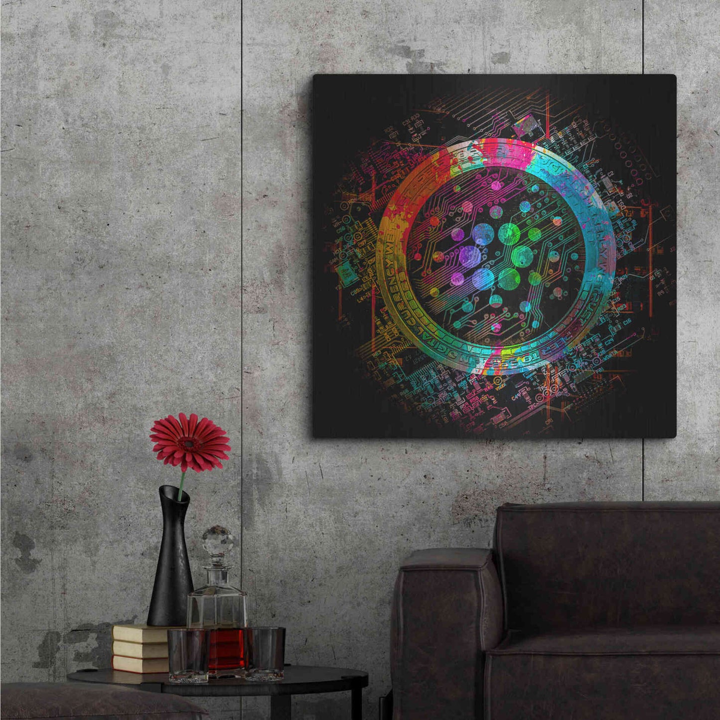 Luxe Metal Art 'Cardano Crypto Coin' Metal Wall Art,36x36
