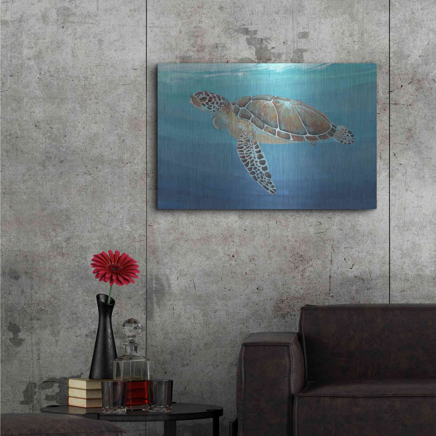 Luxe Metal Art 'Ocean Sea Turtle II' by Tim O'Toole, Metal Wall Art,36x24
