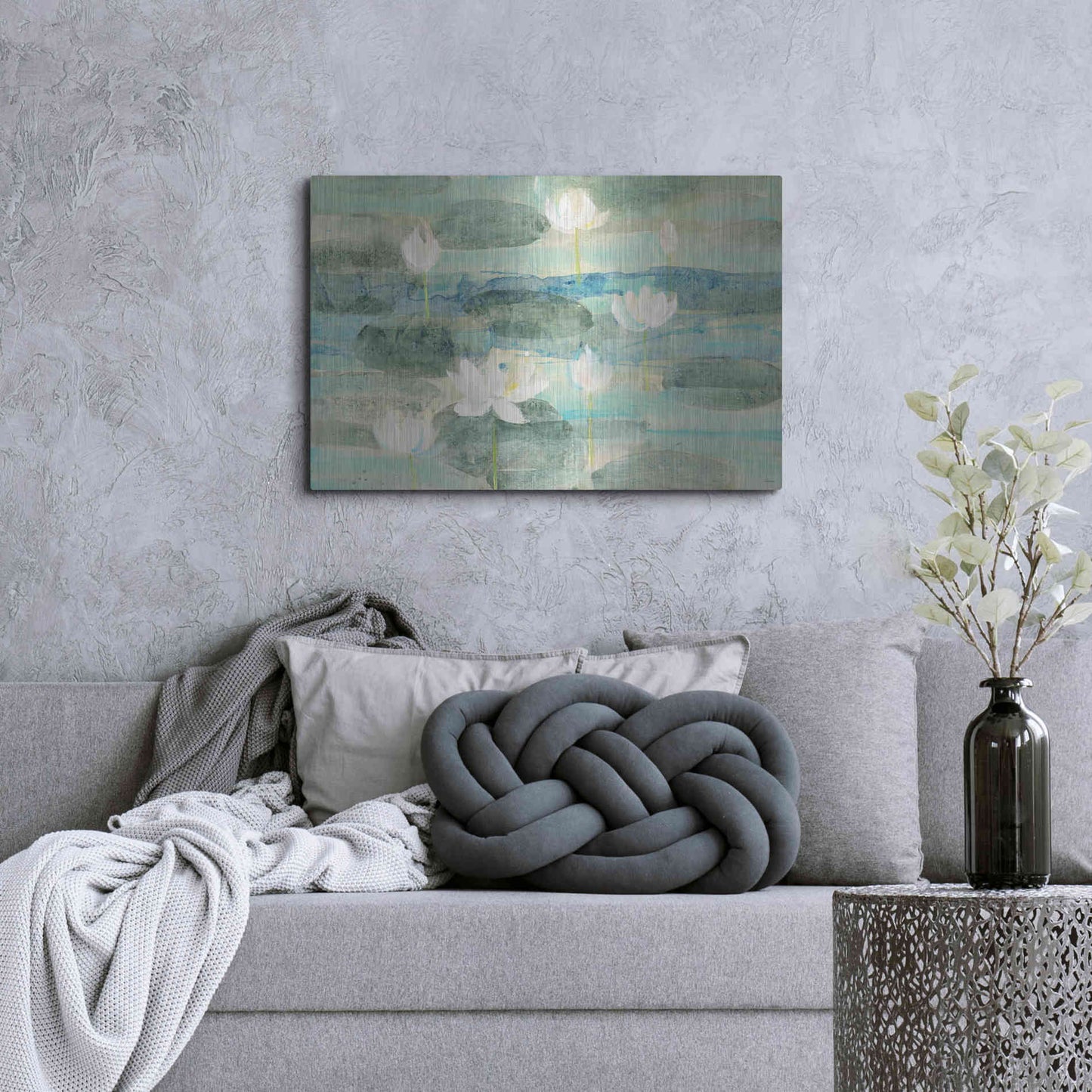 Luxe Metal Art 'Water Lilies Bright' by Albena Hristova, Metal Wall Art,36x24