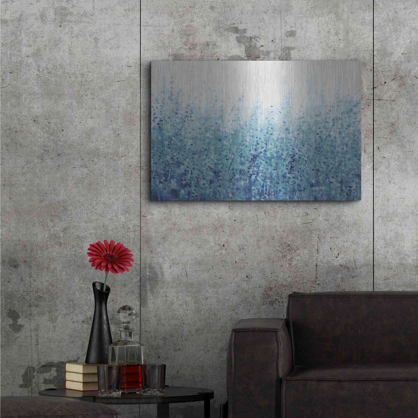 Luxe Metal Art 'Misty Blues I' by Tim O'Toole, Metal Wall Art,36x24