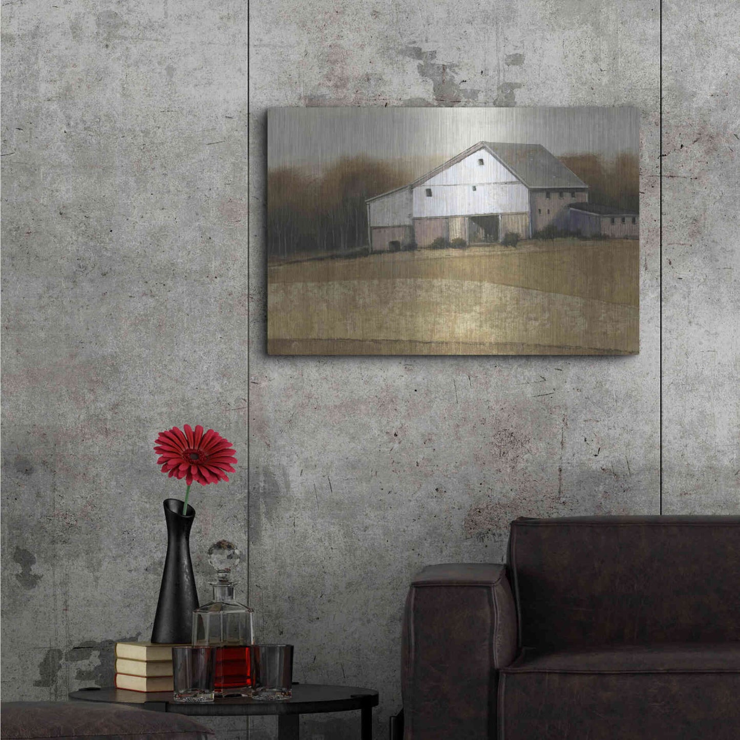 Luxe Metal Art 'White Barn View I' by Tim O'Toole, Metal Wall Art,36x24
