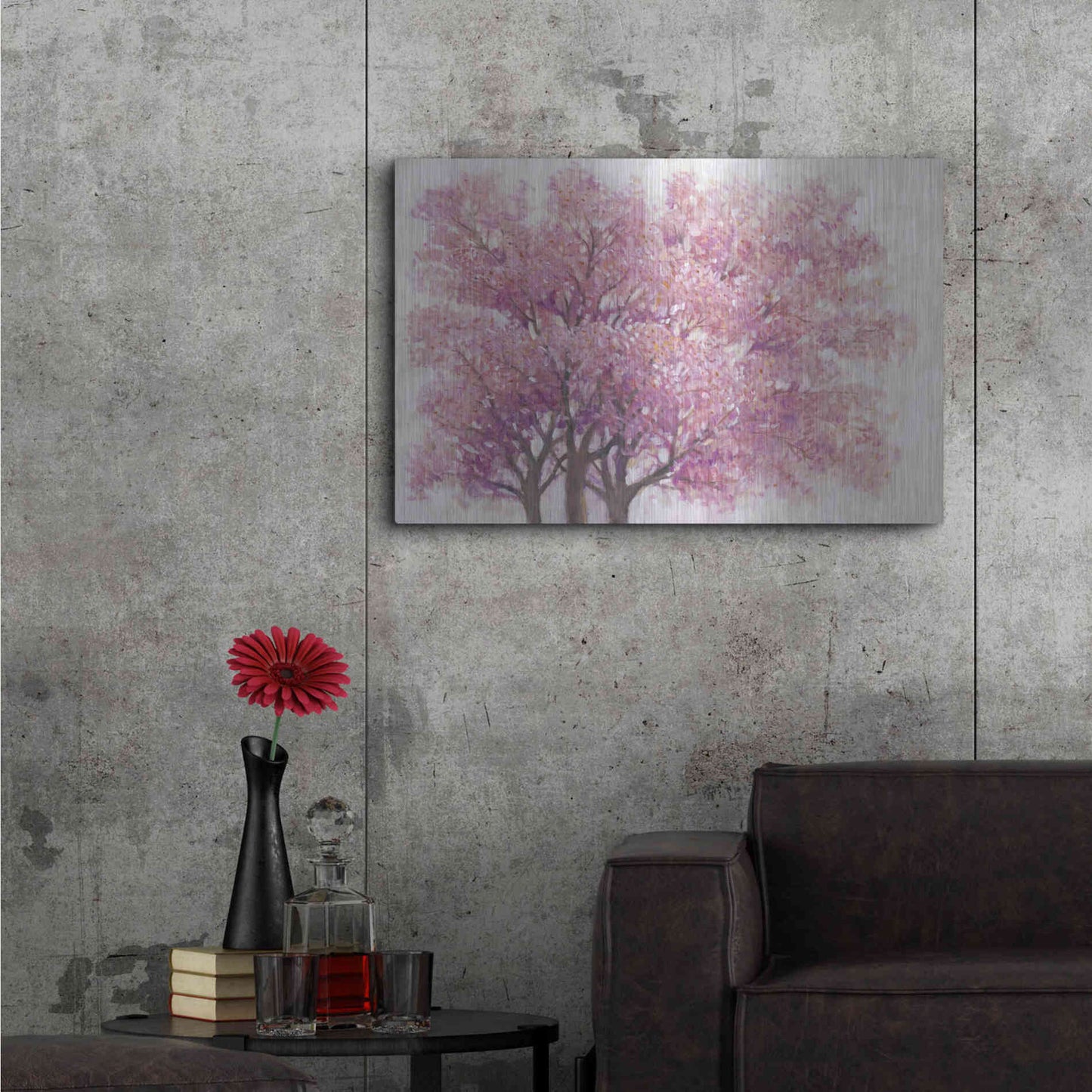 Luxe Metal Art 'Pink Cherry Blossom Tree I' by Tim O'Toole, Metal Wall Art,36x24