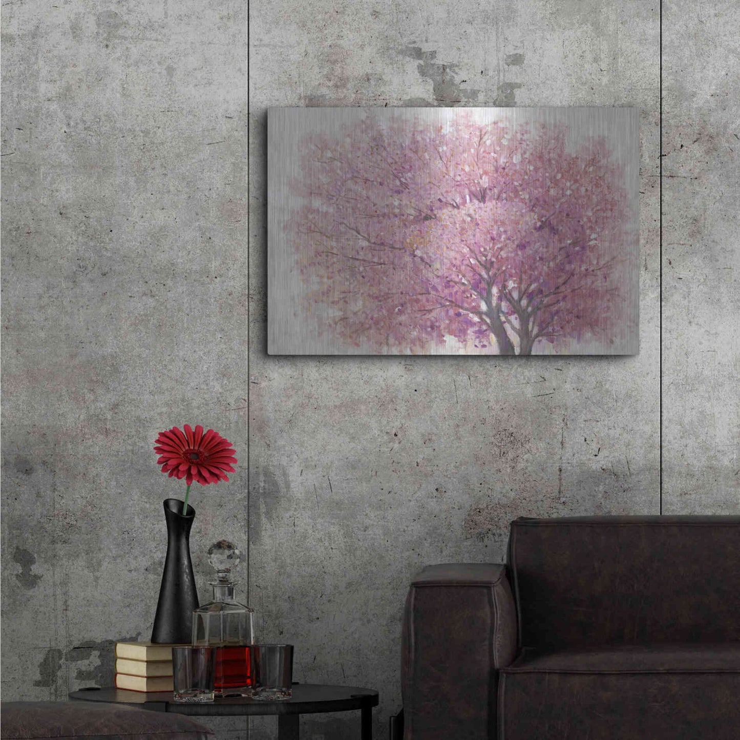 Luxe Metal Art 'Pink Cherry Blossom Tree II' by Tim O'Toole, Metal Wall Art,36x24