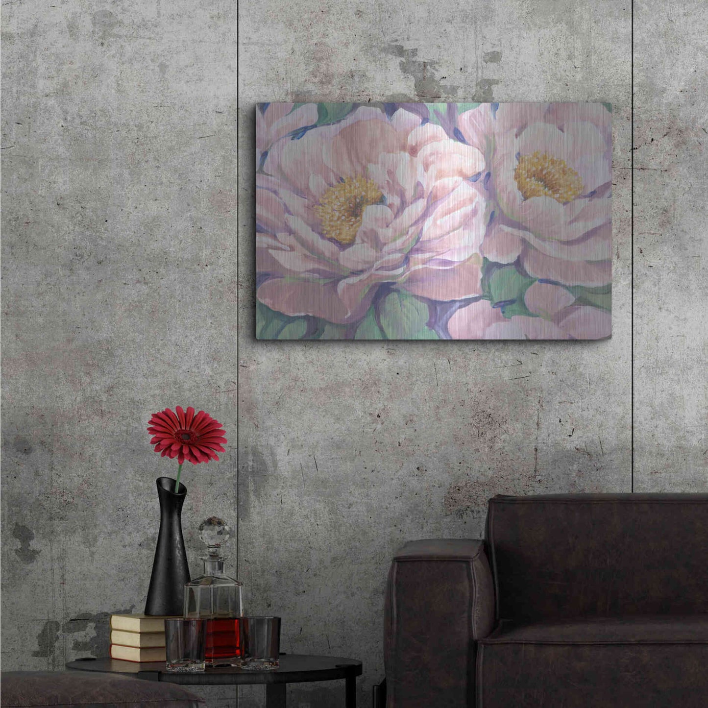 Luxe Metal Art 'Peonies in Bloom II' by Tim O'Toole, Metal Wall Art,36x24