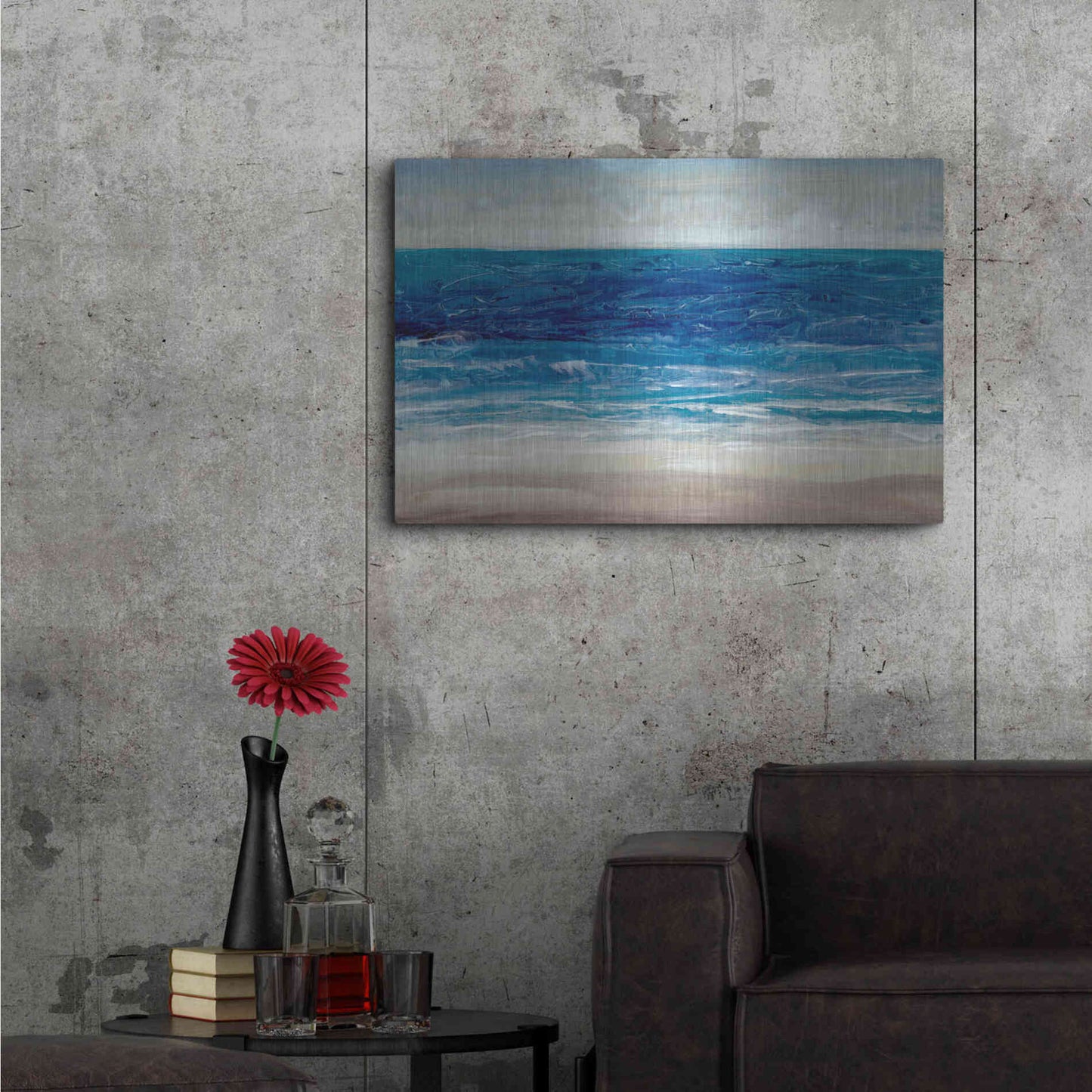 Luxe Metal Art 'Crashing Blue I' by Tim O'Toole, Metal Wall Art,36x24