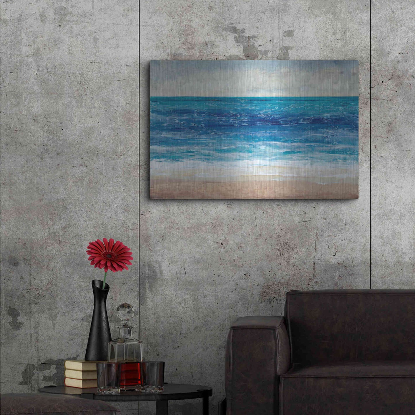 Luxe Metal Art 'Crashing Blue II' by Tim O'Toole, Metal Wall Art,36x24