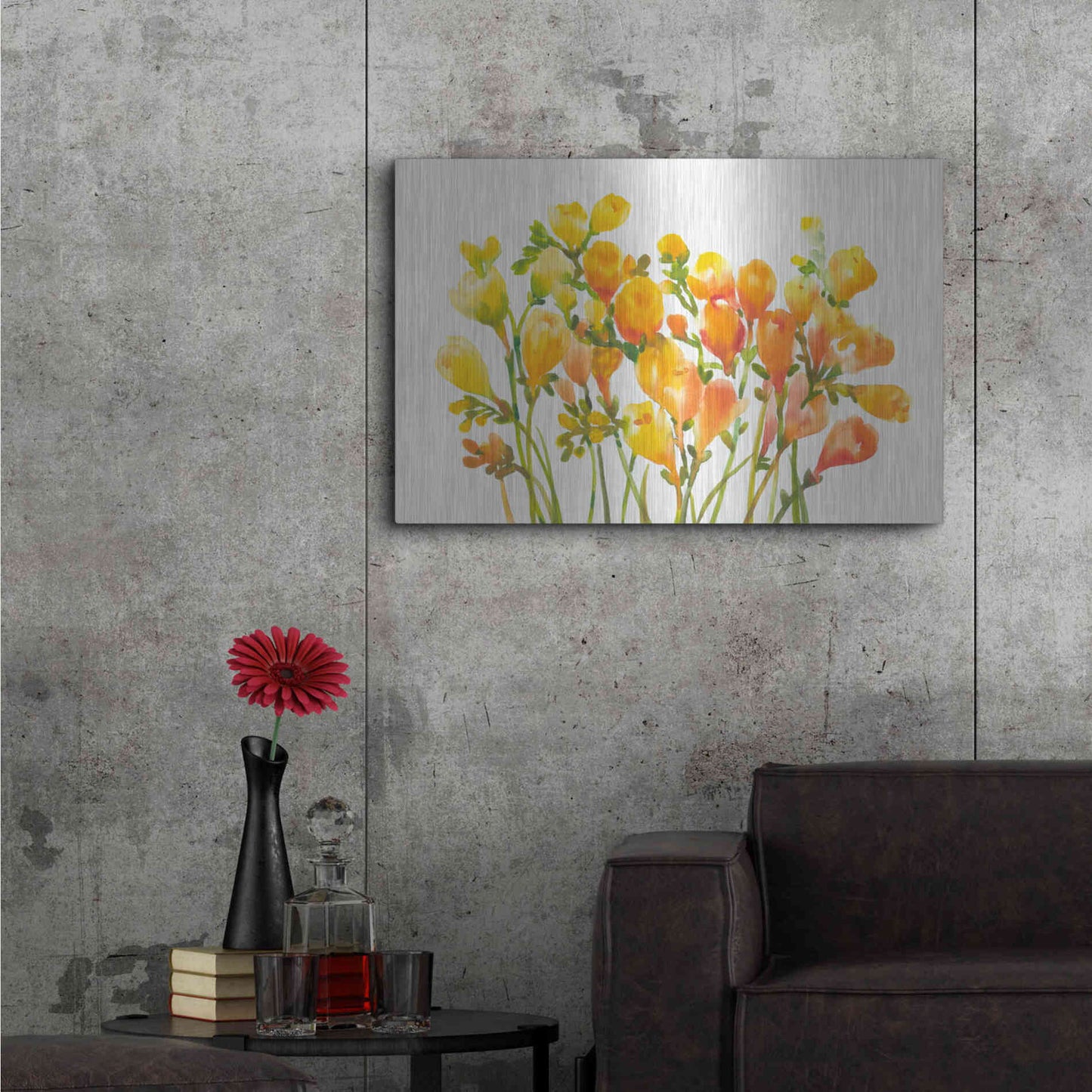 Luxe Metal Art 'Freesia I' by Tim O'Toole, Metal Wall Art,36x24