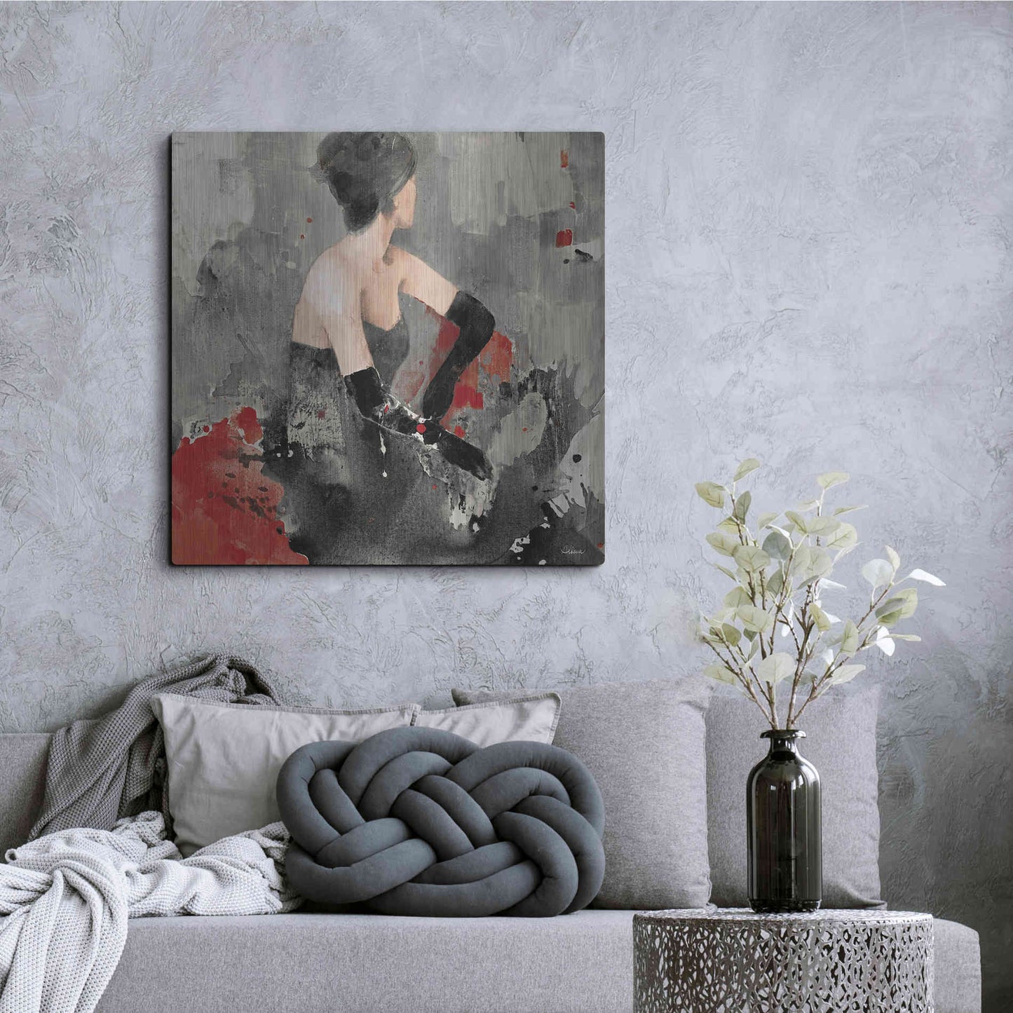 Luxe Metal Art 'Beautiful Gaze I Neutral' by Albena Hristova, Metal Wall Art,36x36