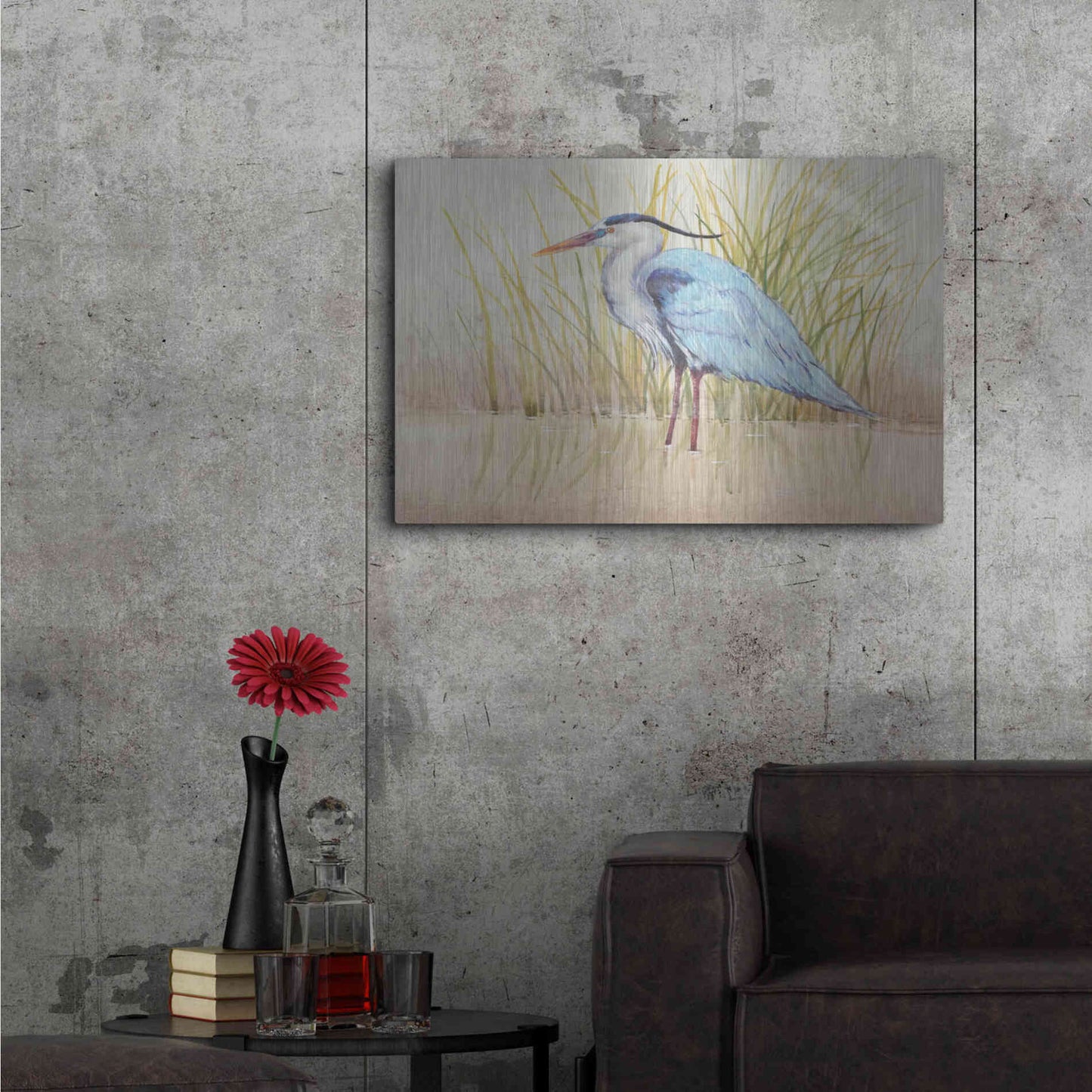 Luxe Metal Art 'Heron & Reeds II' by Tim O'Toole, Metal Wall Art,36x24