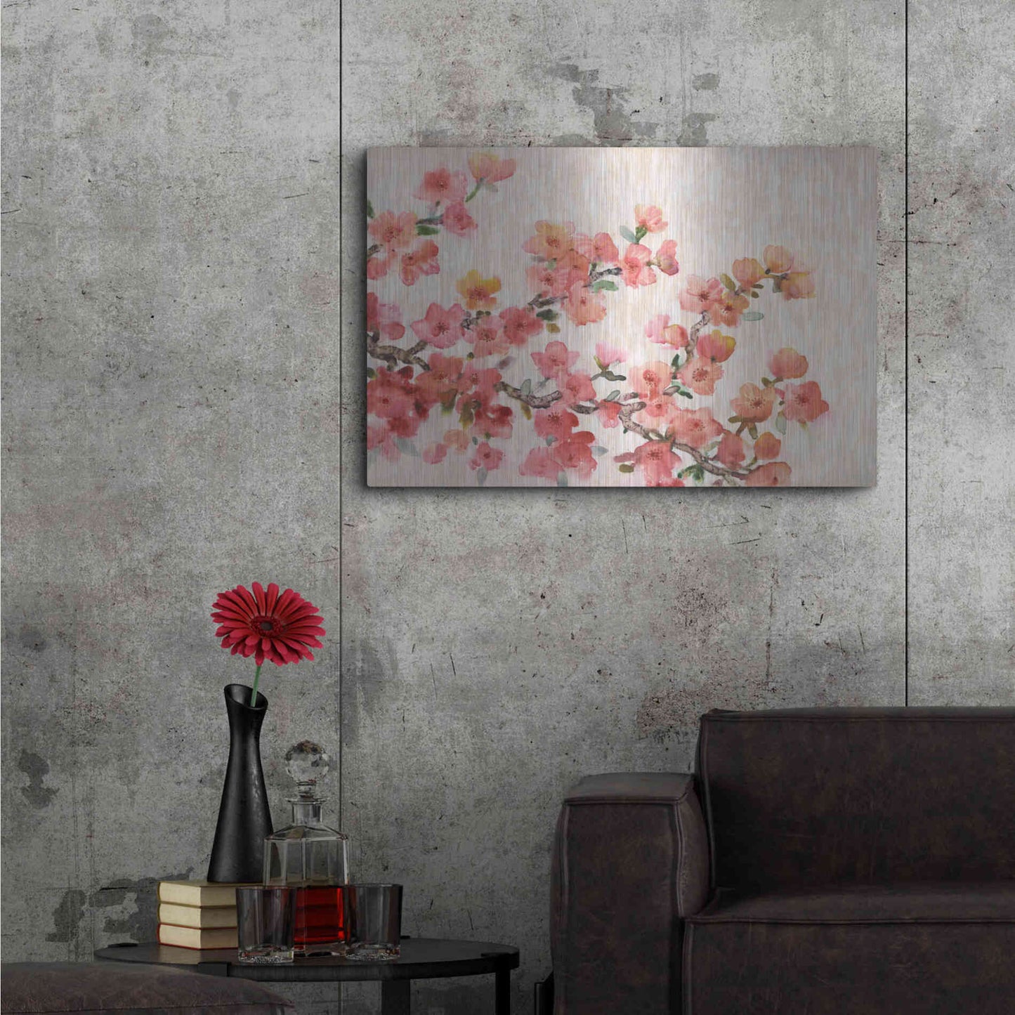 Luxe Metal Art 'Cherry Blossom Composition II' by Tim O'Toole, Metal Wall Art,36x24